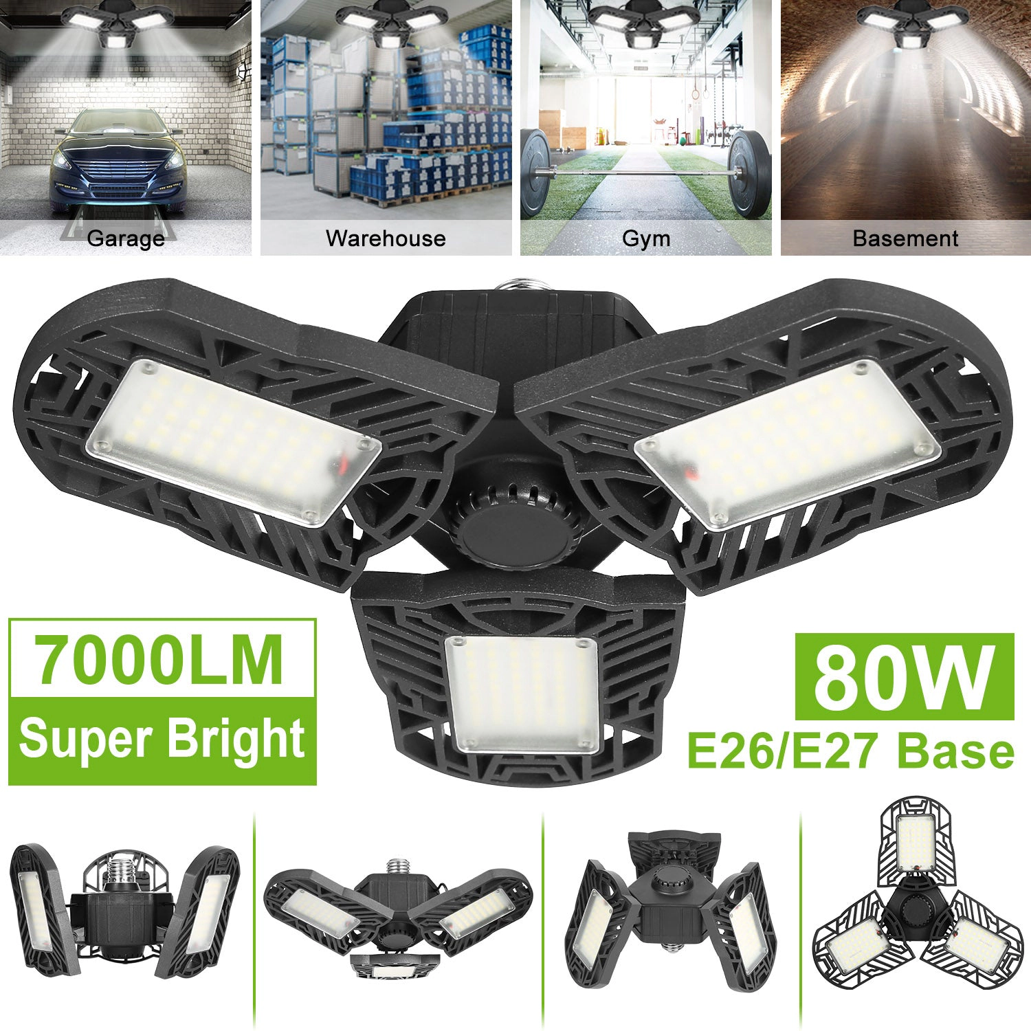 GBruno Deformable 80W LED Garage Ceiling Light