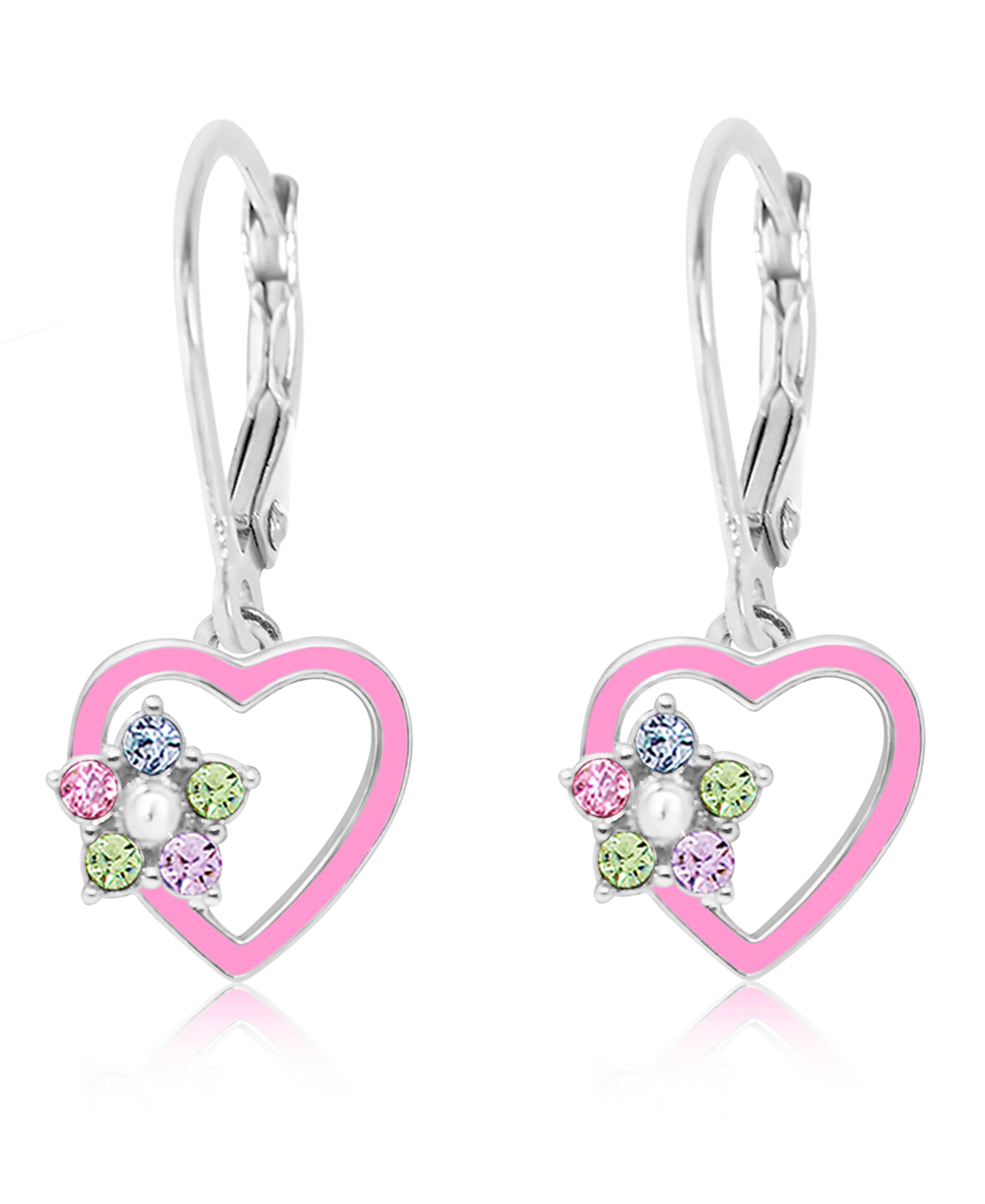 CHANTEUR Kids Sterling Silver Leverback Heart Earrings - Hypoallergenic Girls Jewelry