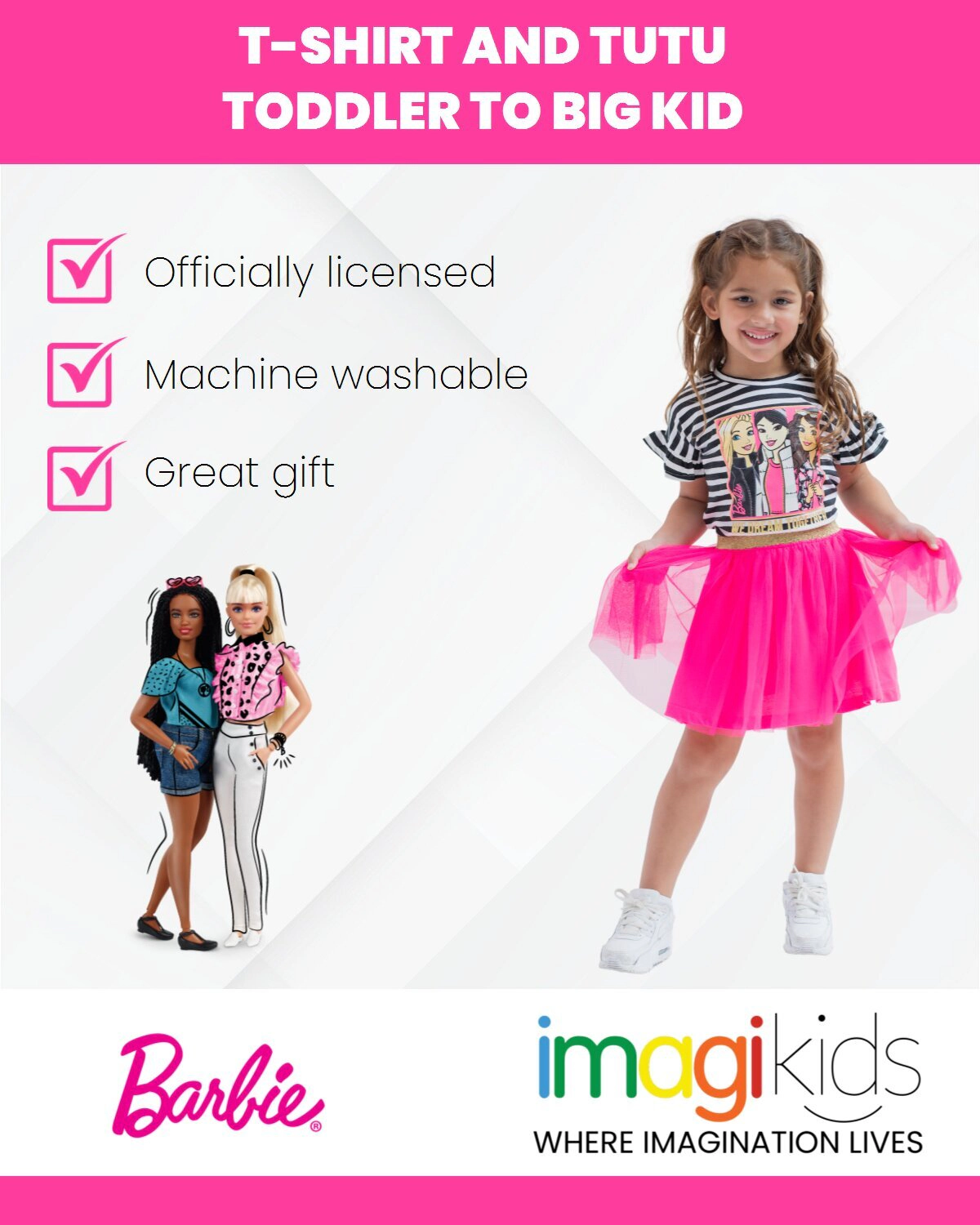 Barbie Girls' 2-Piece T-Shirt and Tutu Skirt Set