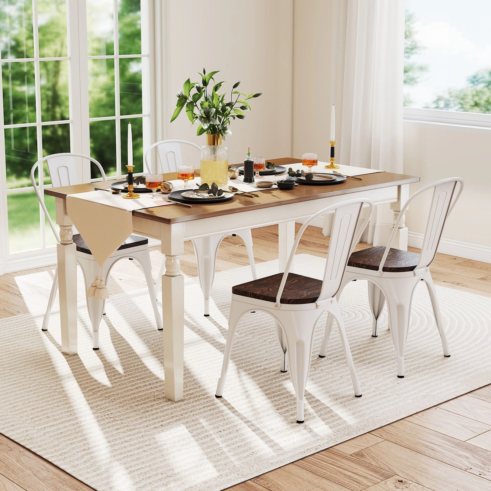 SlickBlue Stackable Metal Dining Chairs Set of 4 with High Back
