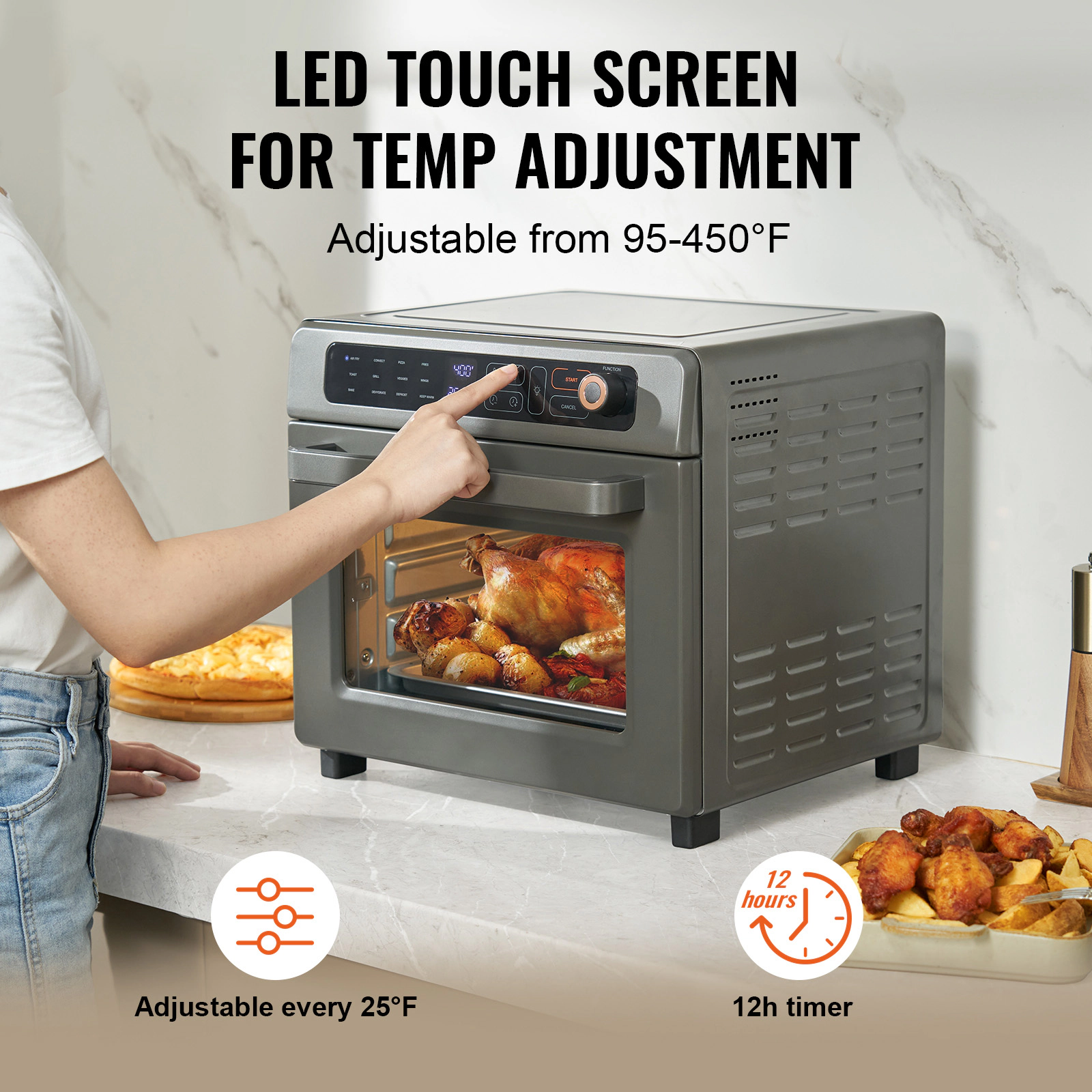 HONGGE 1 Air Fryer Toaster Oven Convection Ovens Countertop Combo with Pizza Pan Gloves Home and