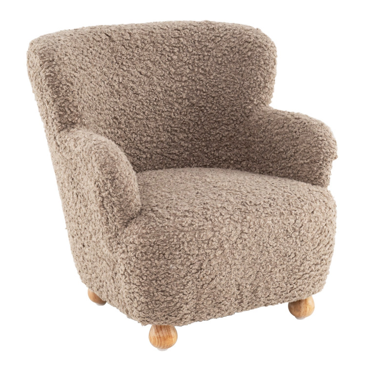 Hivvago Sherpa Kids Sofa Comfy Toddler Armchair With Solid Rubber Wood Legs