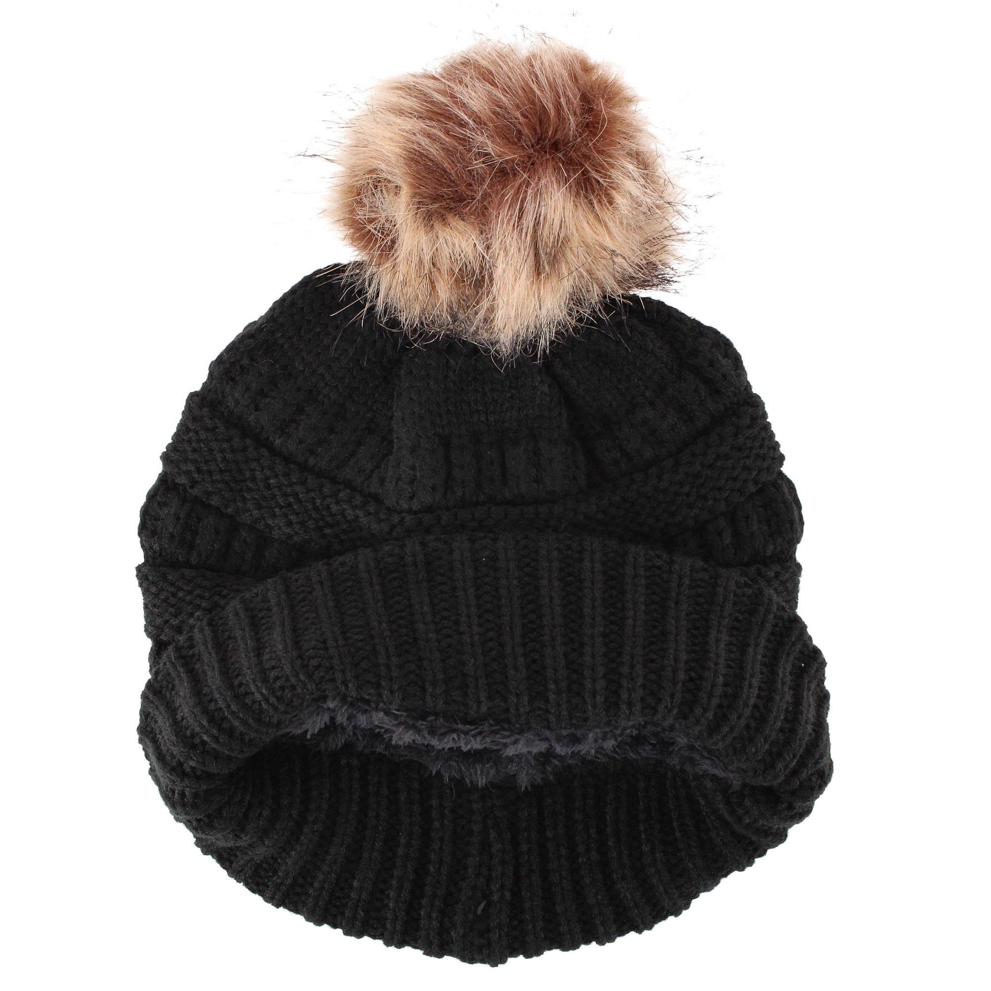 David & Young Women's Dog Mom Rib Knit Winter Beanie Pom Hat