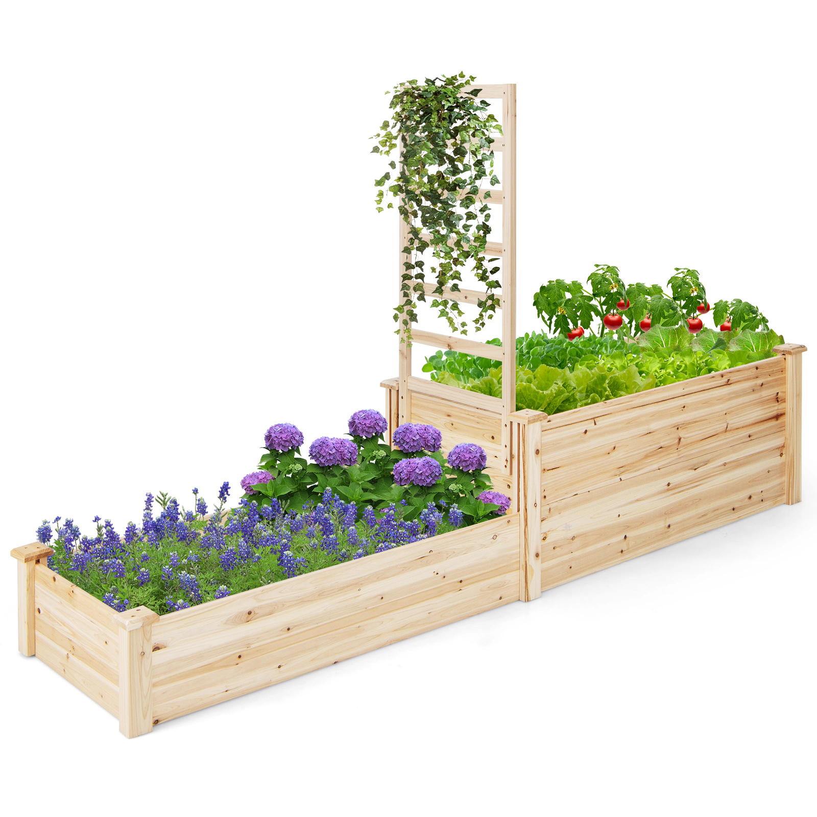 SlickBlue 2 Tier Raised Garden Bed with Trellis for Climbing Plants