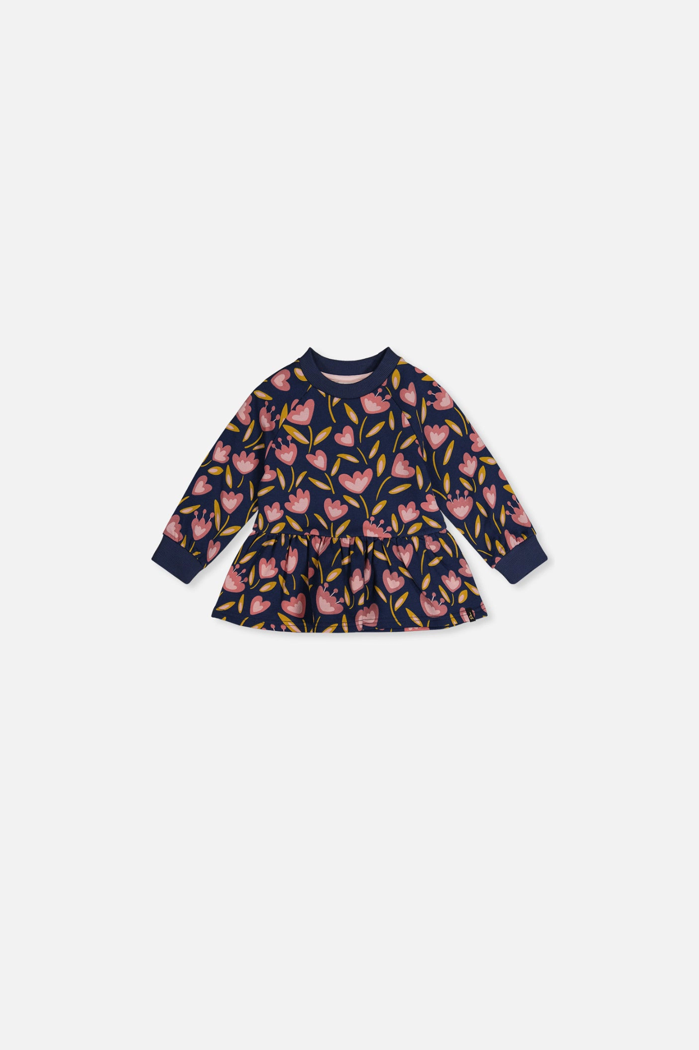 Deux par Girls Tulip Print Peplum French Terry Top