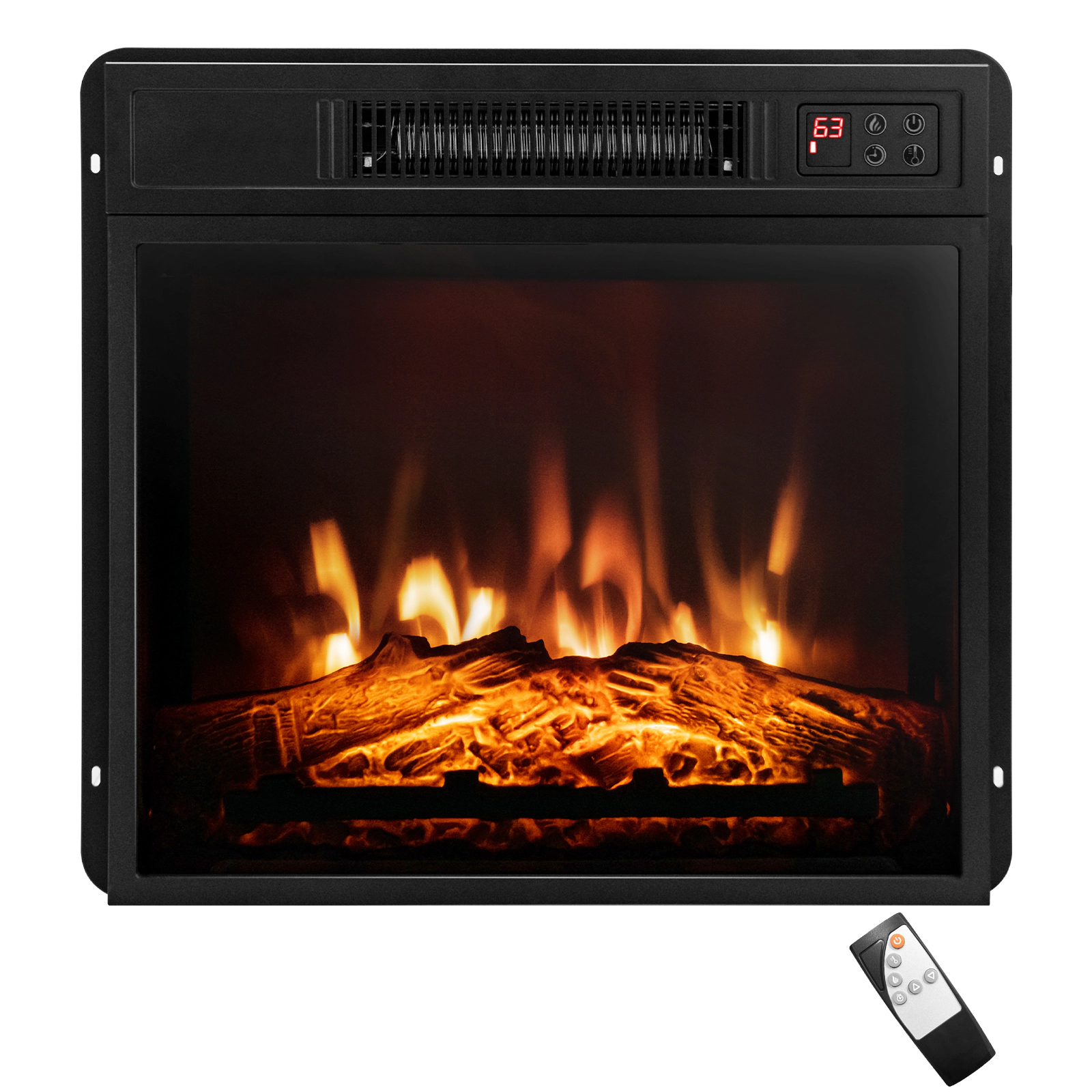SUGIFT 3-Level LED Flame Electric Fireplace Insert 19-in Firebox 18 x 17-in Front Panel 1400-Watt 5000-BTU Black
