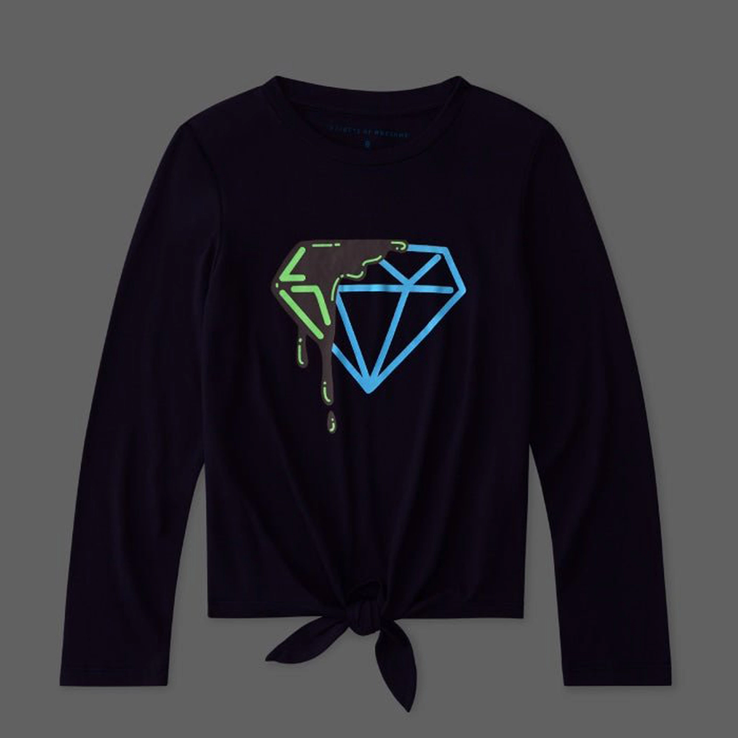 Rockets of Awesome Glow-In-The-Dark Diamond Tie-Front Tee for Girls