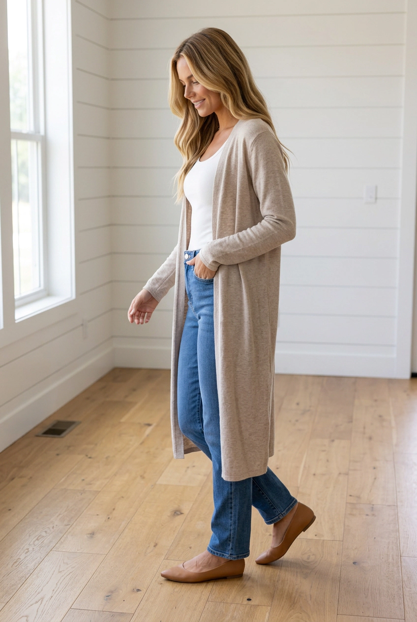 Threaded Pear Women's Azalea Casual Tunic Shift Cardigan