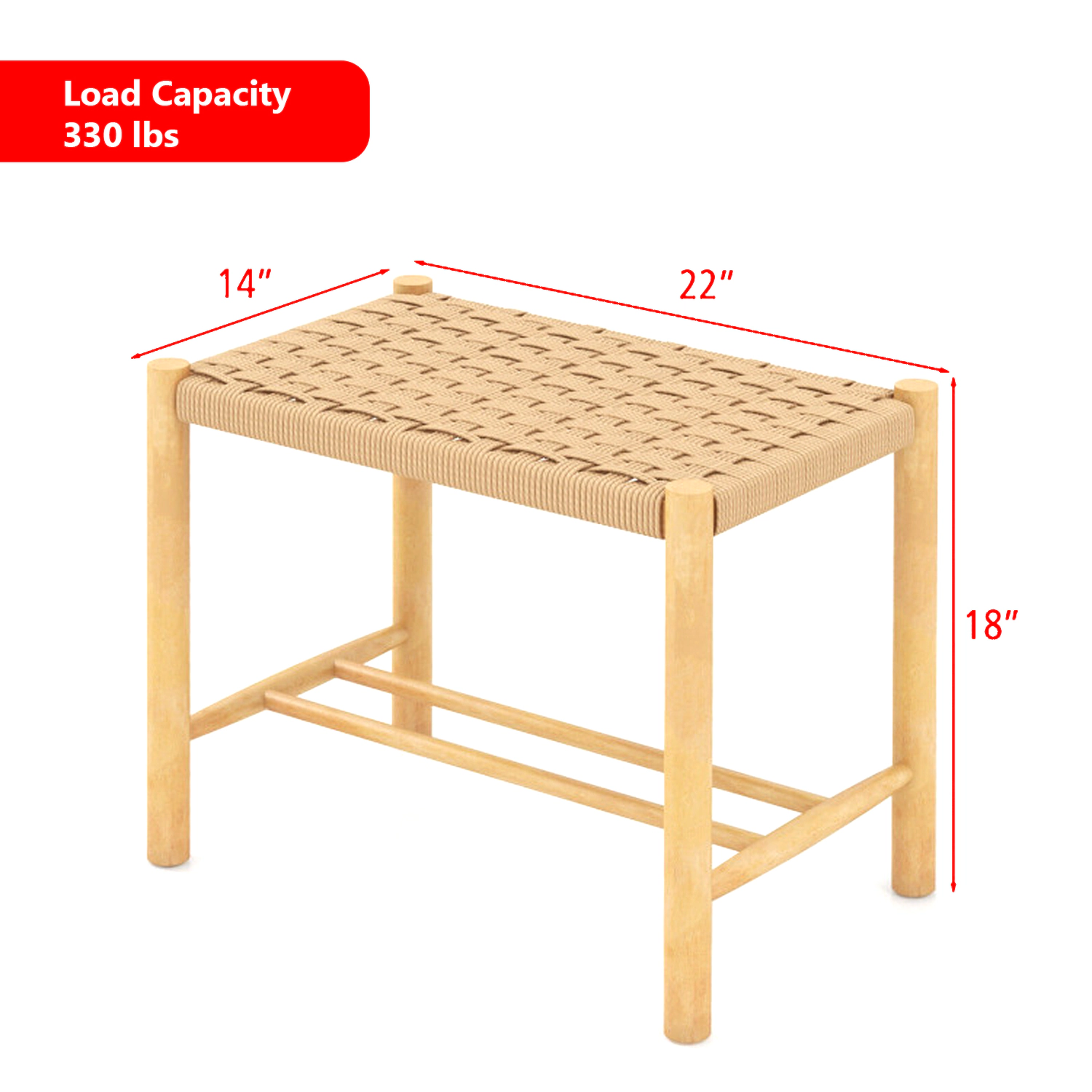 Hivvago 18 Inch Dining Stools with Sturdy Wooden Frame - Set of 2