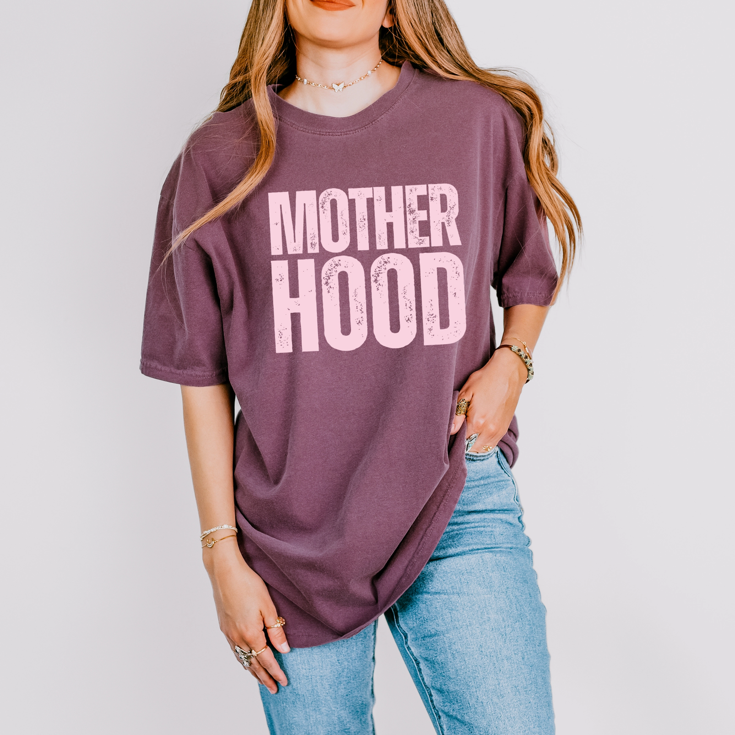 Simply Sage Market - Motherhood Bold Stacked Women's Garment Dyed Graphic T-Shirt