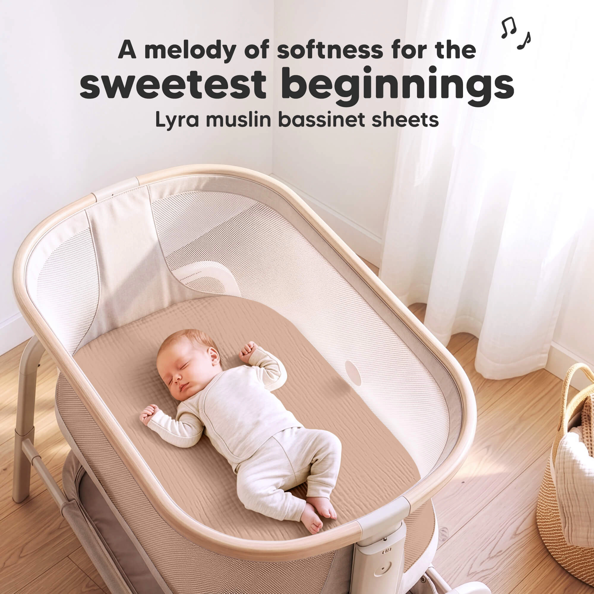 KeaBabies 2-Pack Lyra Muslin Bassinet Sheets