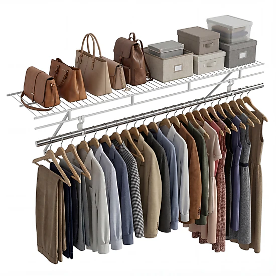 LJG Closet Shelves Wall Mounted with Ventilated Metal Wire Shelving Kit