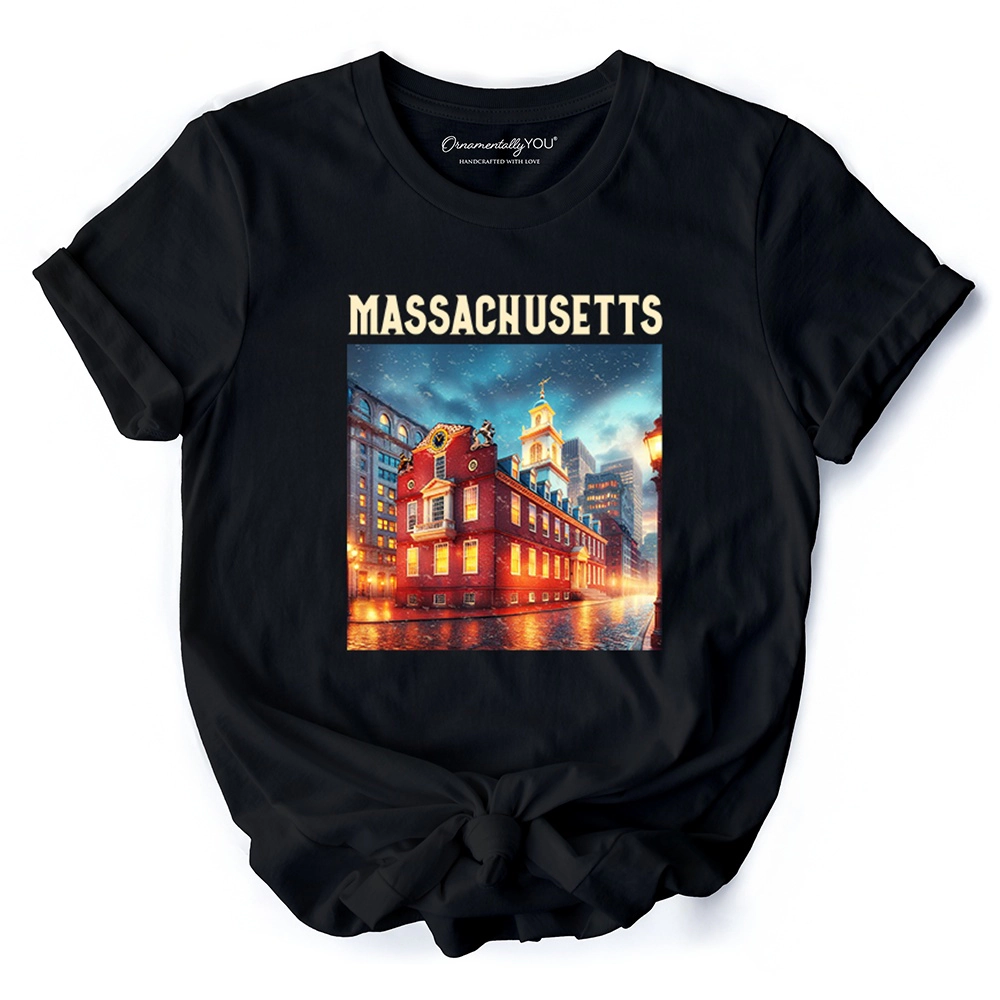 OrnamentallyYou Unisex Classic Massachusetts Old State House Colonial Landmark T-Shirt