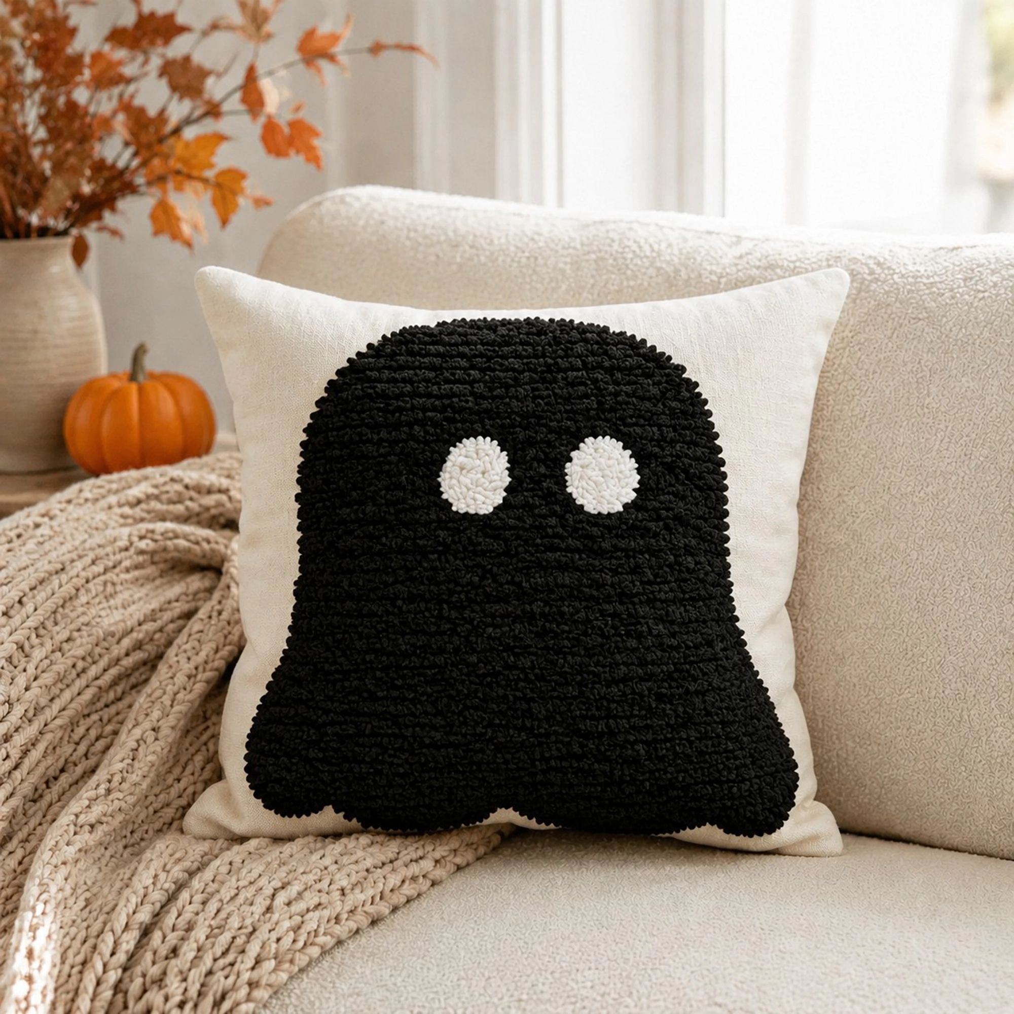 Alilang Halloween Tufted Oversized Ghost Decorative Throw Pillow Cover