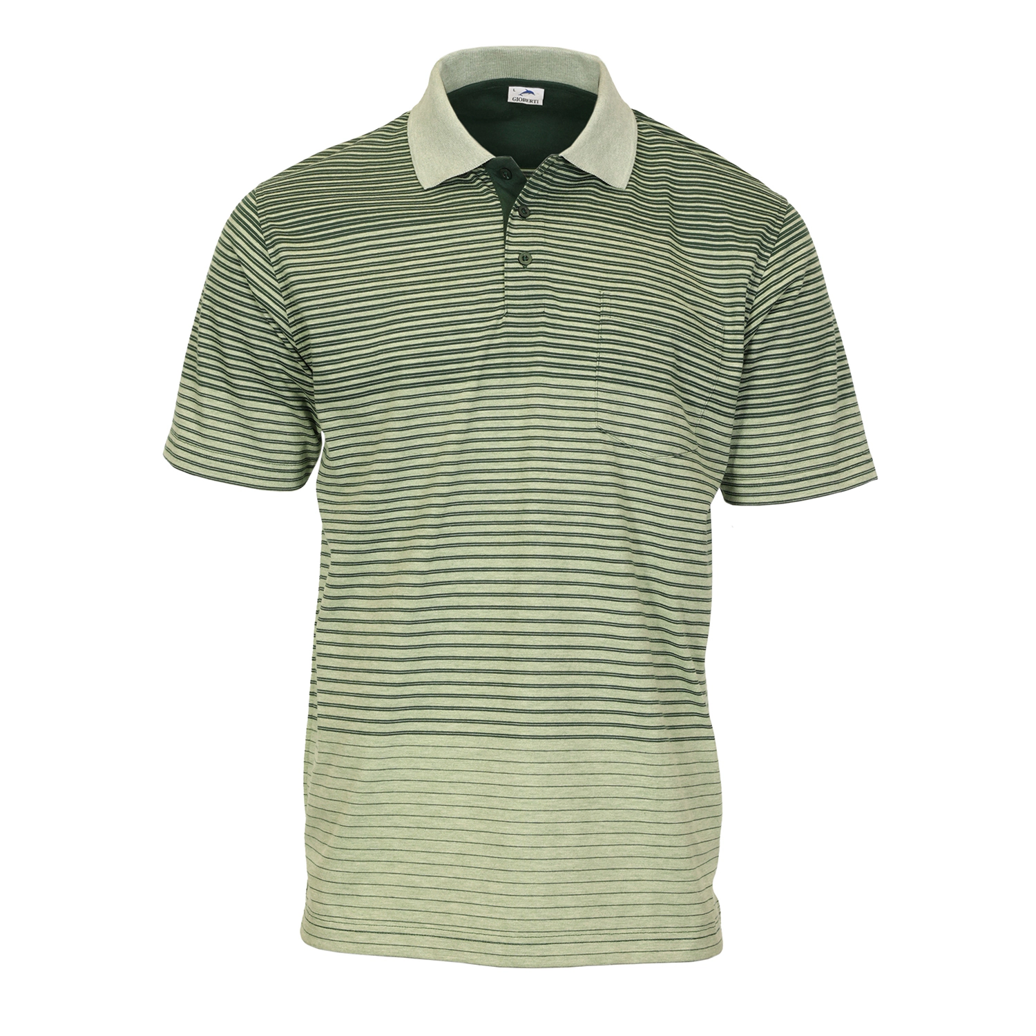 Gioberti Men's Pin Stripe Short Sleeve Polo w/ Chest Pocket