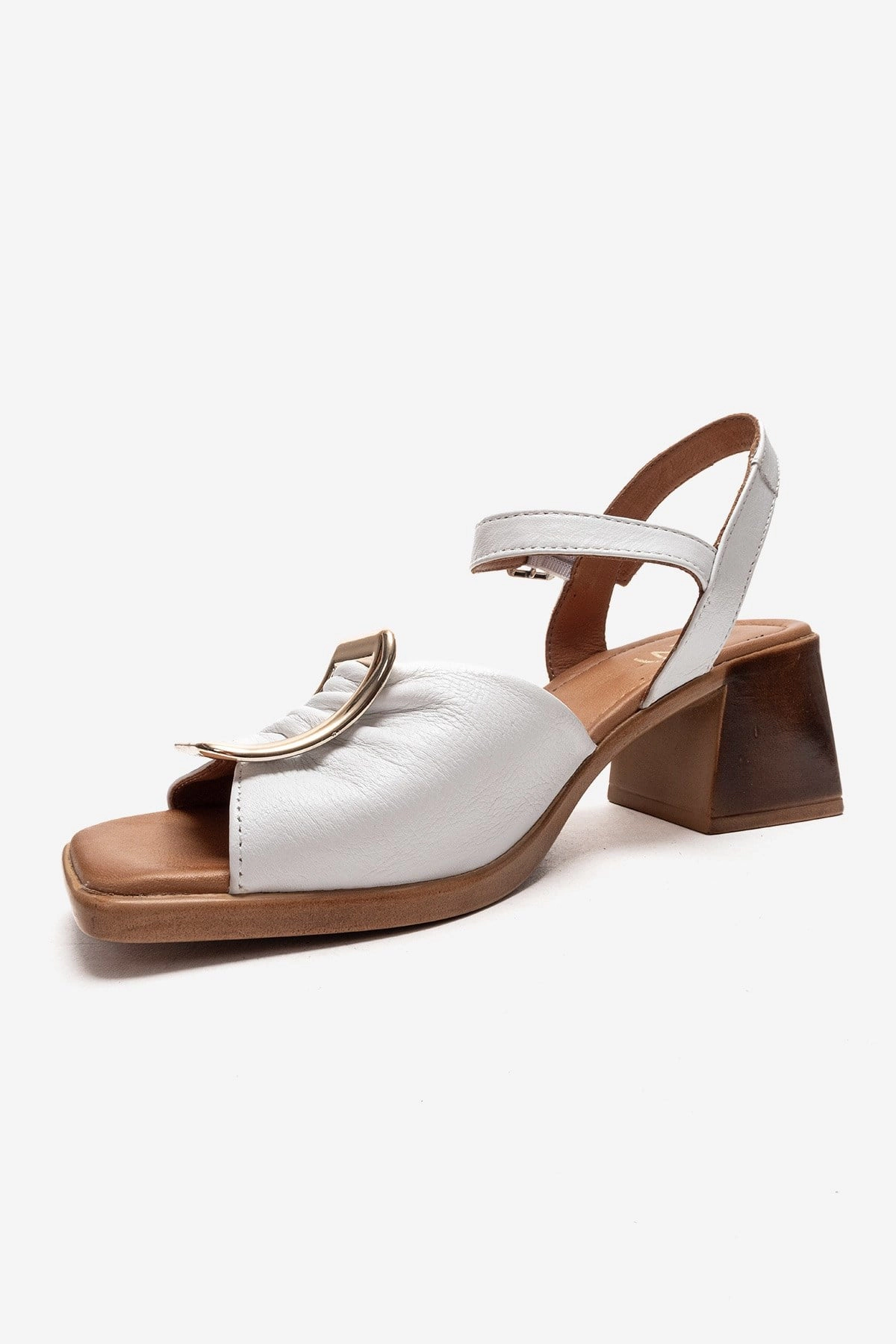 Forever & Always Womens Asha Leather Block Heel Sandal