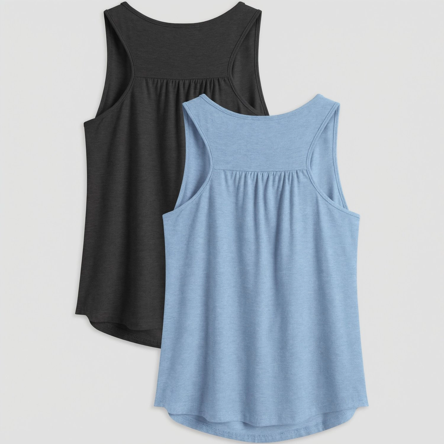 Pinspark Womens Solid Racerback Tank Tops 2 Pack Pleated Flowy Casual Summer Tanks