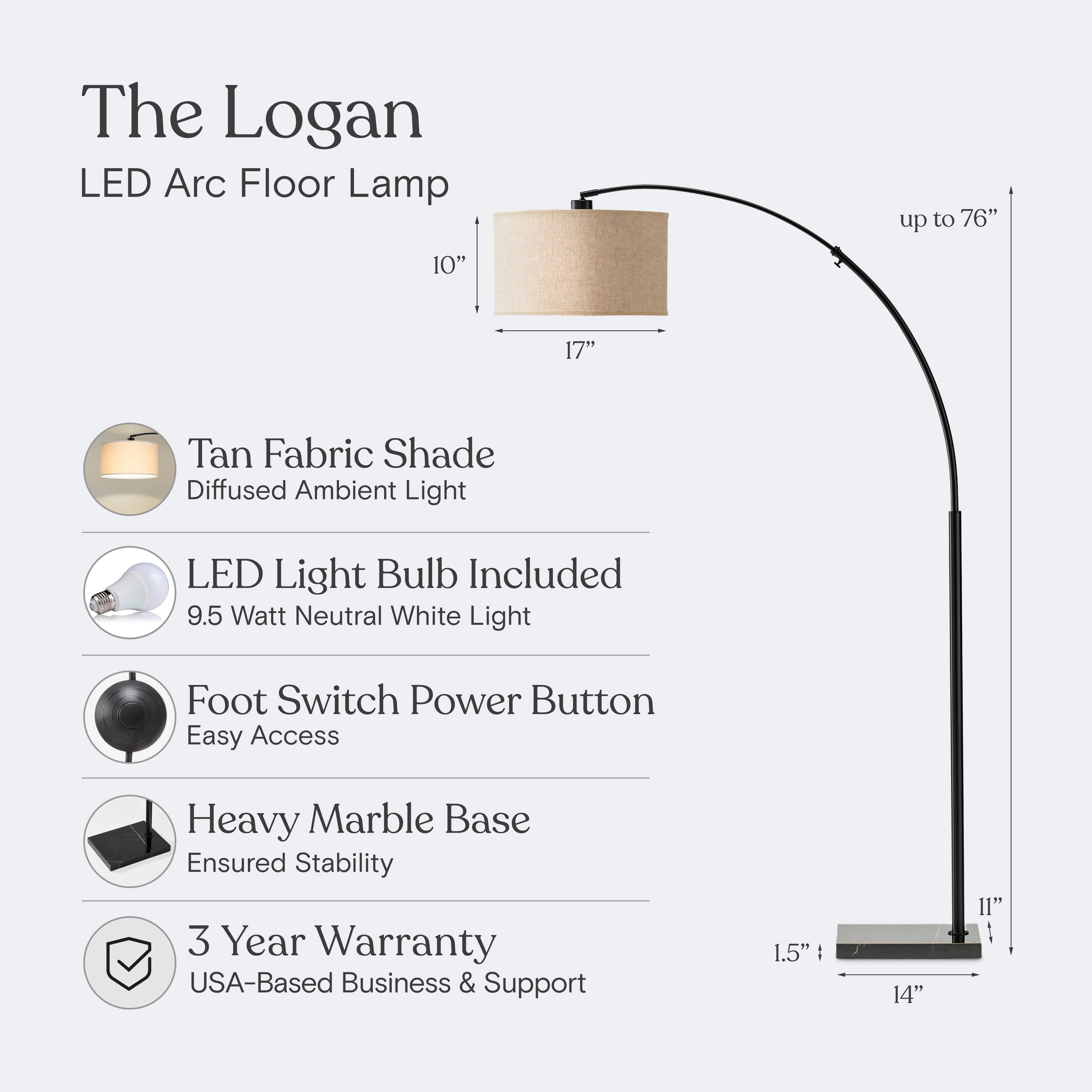 Brightech Logan Extendable Drum Floor Lamp