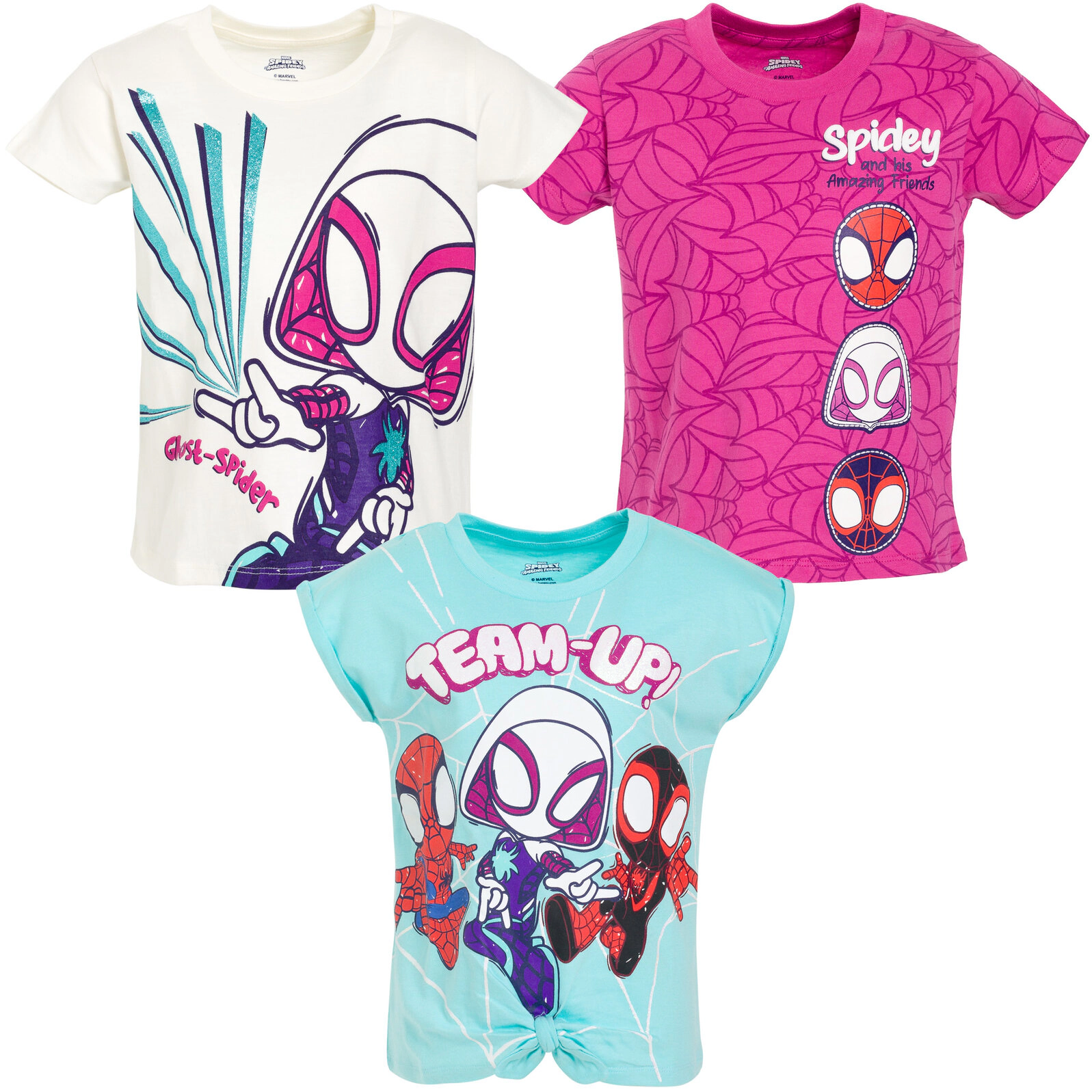 Marvel Spidey and His Amazing Friends Girls' 3-Pack T-Shirts