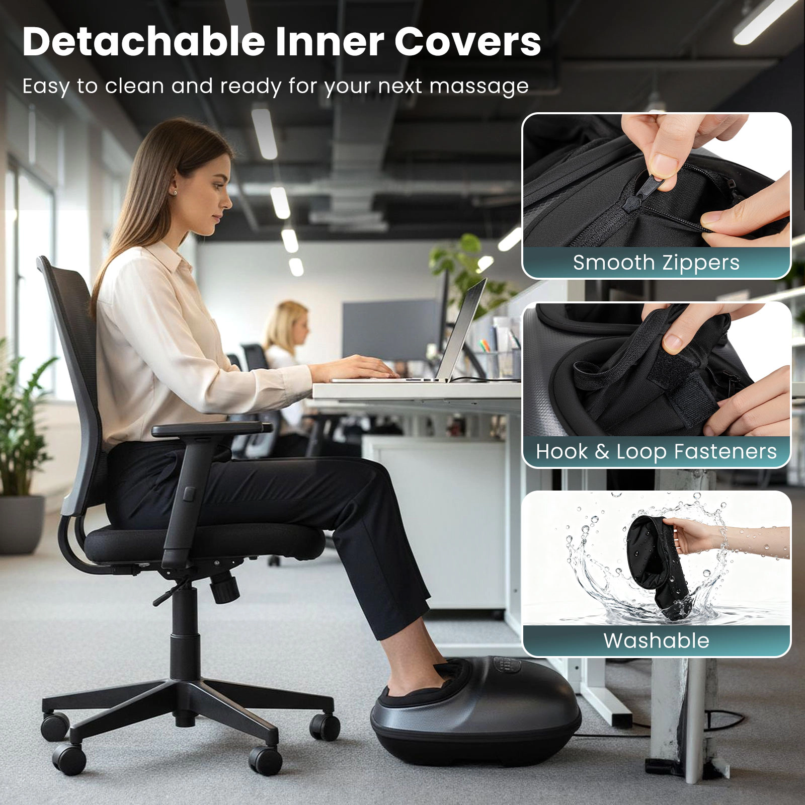 SUGIFT Black Shiatsu Foot Massager Machine with 2-Level Heat and Air Compression 15.5-in W 13-in D 7-in H