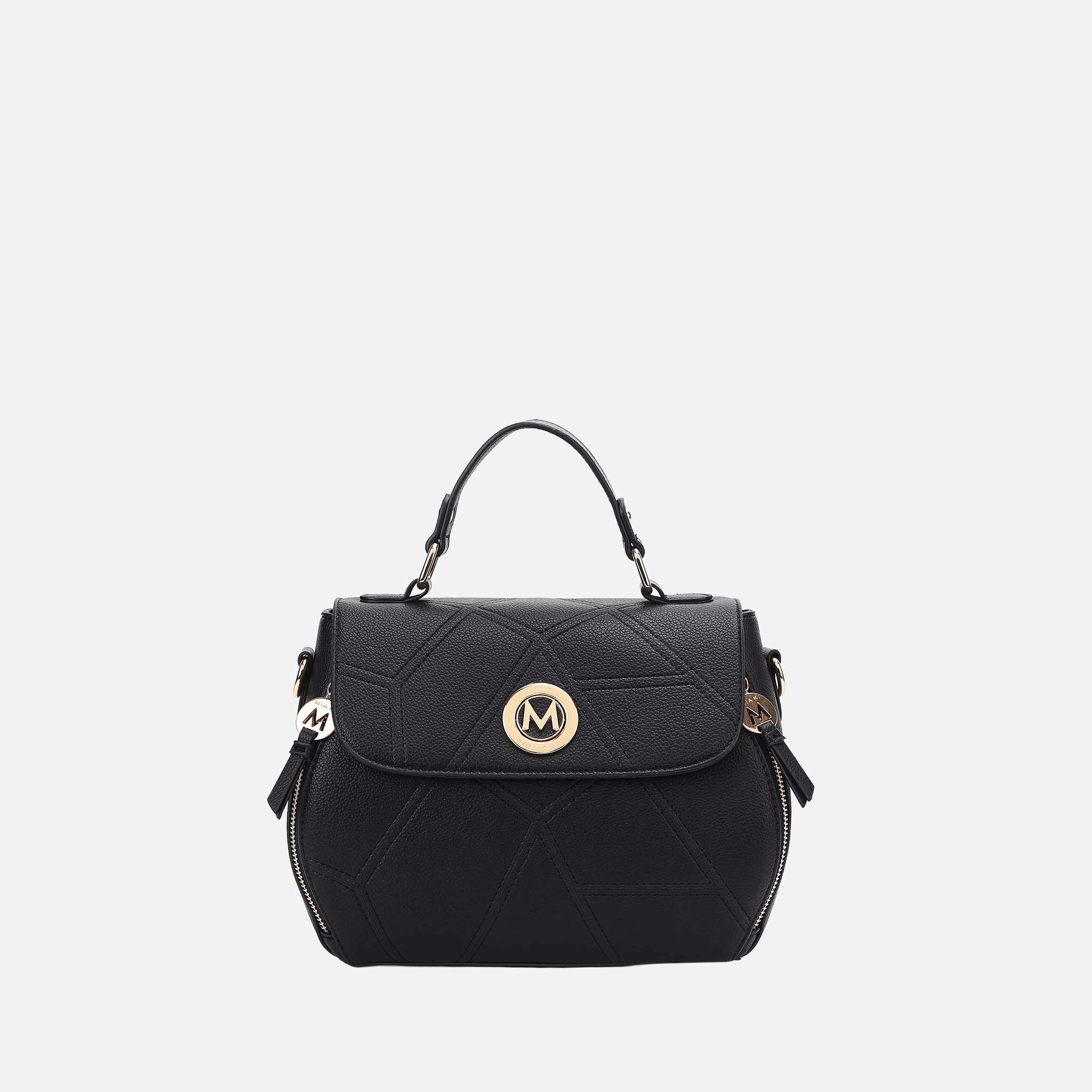 MKF Collection by Mia K Clementine Satchel - Vegan Pebbled Faux Leather Handbag, Gold-Tone Hardware