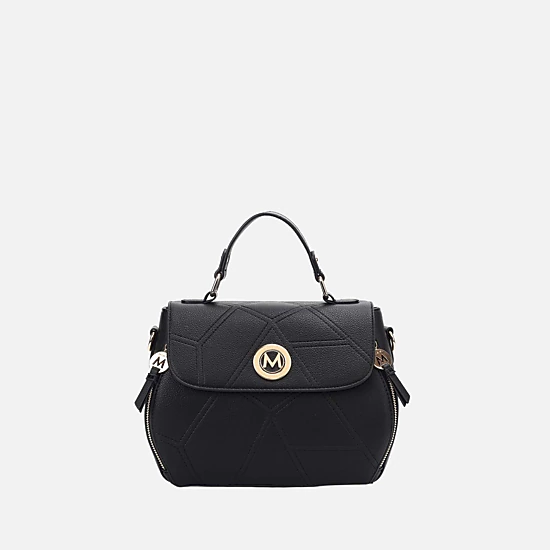MKF Collection by Mia K Clementine Satchel - Vegan Pebbled Faux Leather Handbag, Gold-Tone Hardware