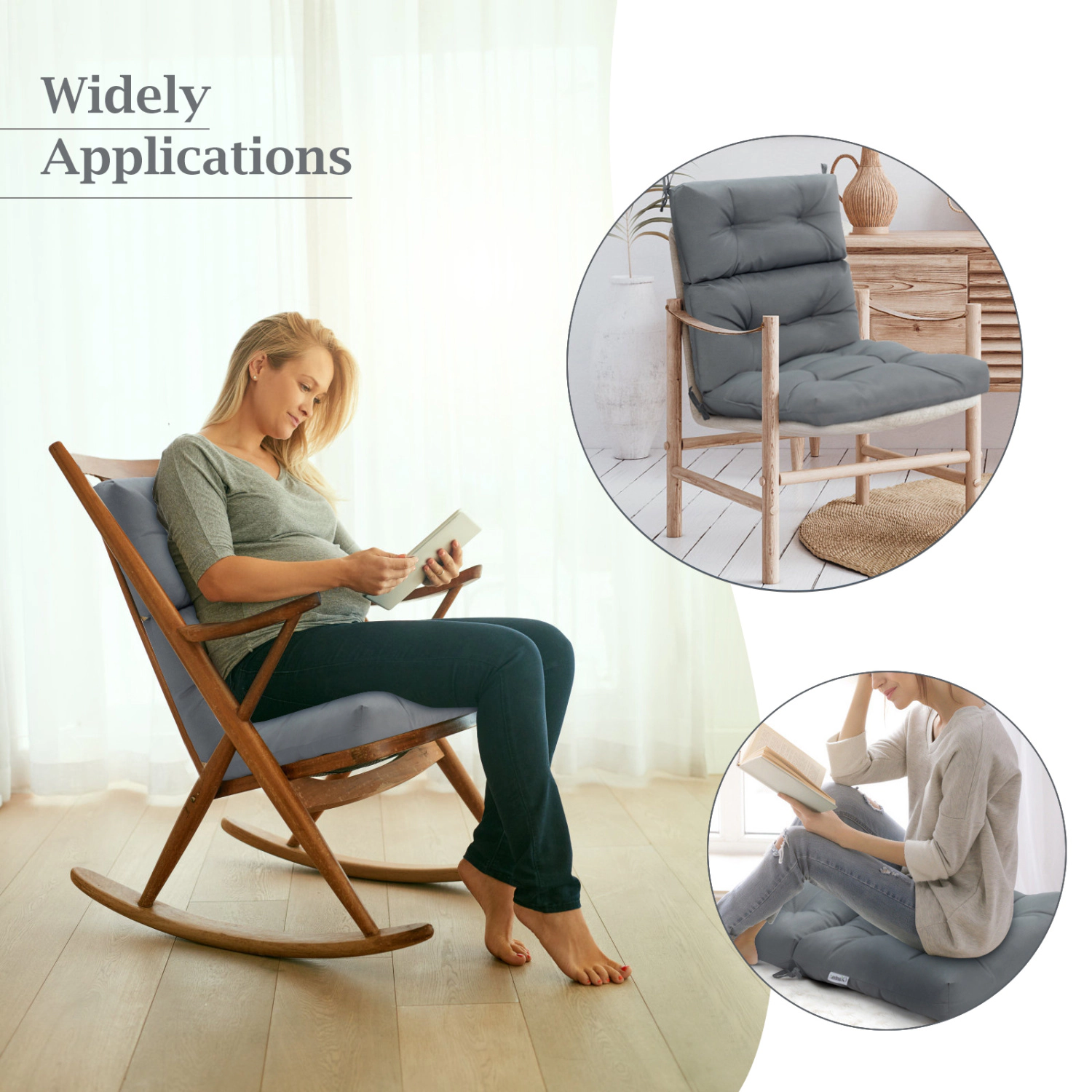 LJG Set of 2 High Back Chair Cushion with Adjustable Height