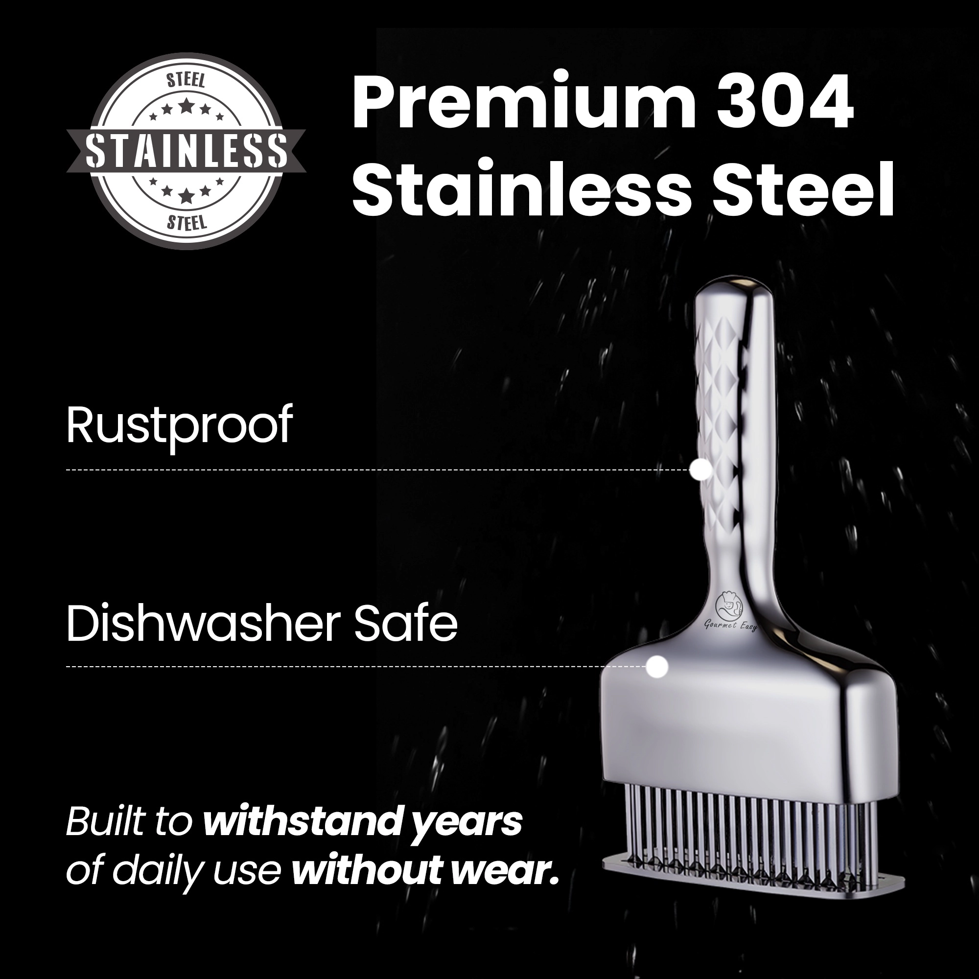 Gourmet Easy Meat Tenderizer Tool, Ultra Sharp Stainless Steel Needle Blades, Non-slip Long Handle