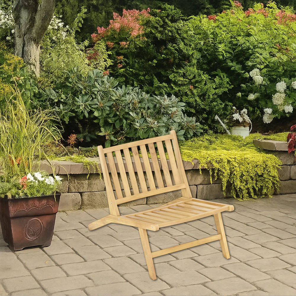 Hivvago Outdoor Teak Reclining Chair with Adjustable Backrest for Comfortable Seating
