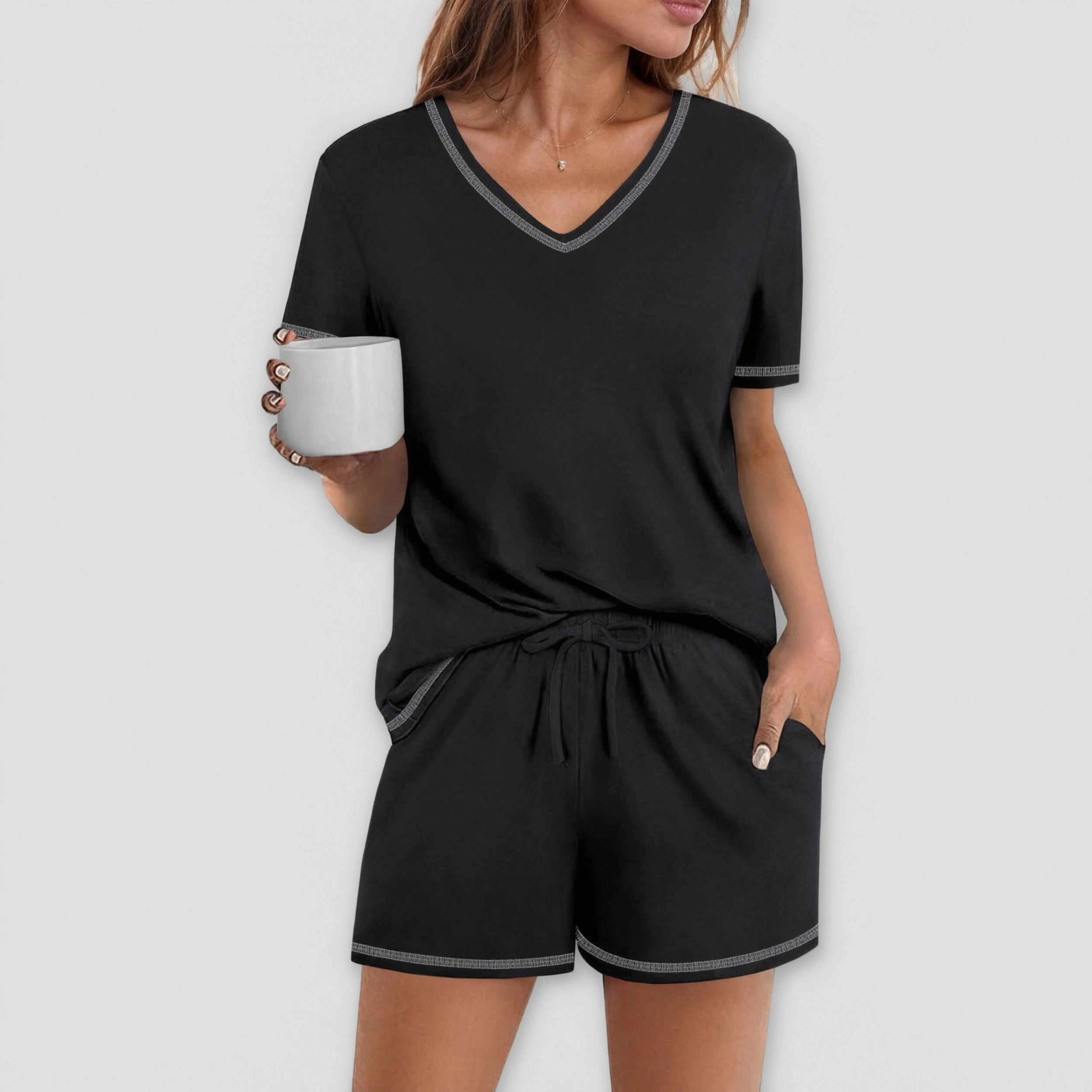 Ekouaer Womens Pajamas Sets Soft Pjs Short Sleeve Lounge Casual Two Piece