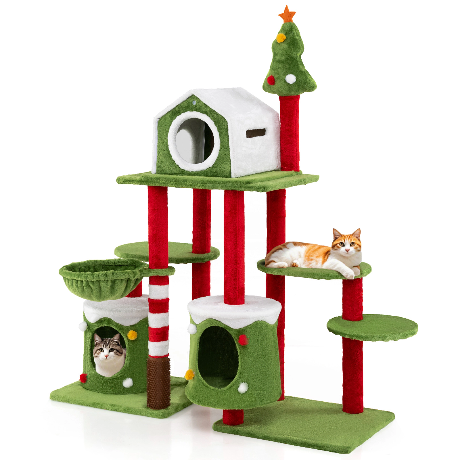 LJG 58 Inch Tall Cat Tree Tower Multi-Level Pet Climbing and Jumping Tower Furniture with Condos