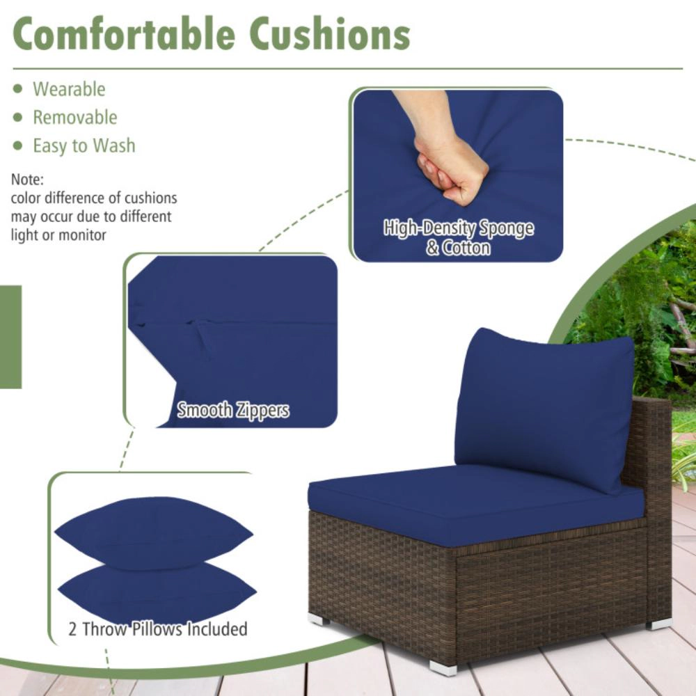 Hivvago 7 Pieces Patio Rattan Furniture Set With Sectional Sofa Cushions