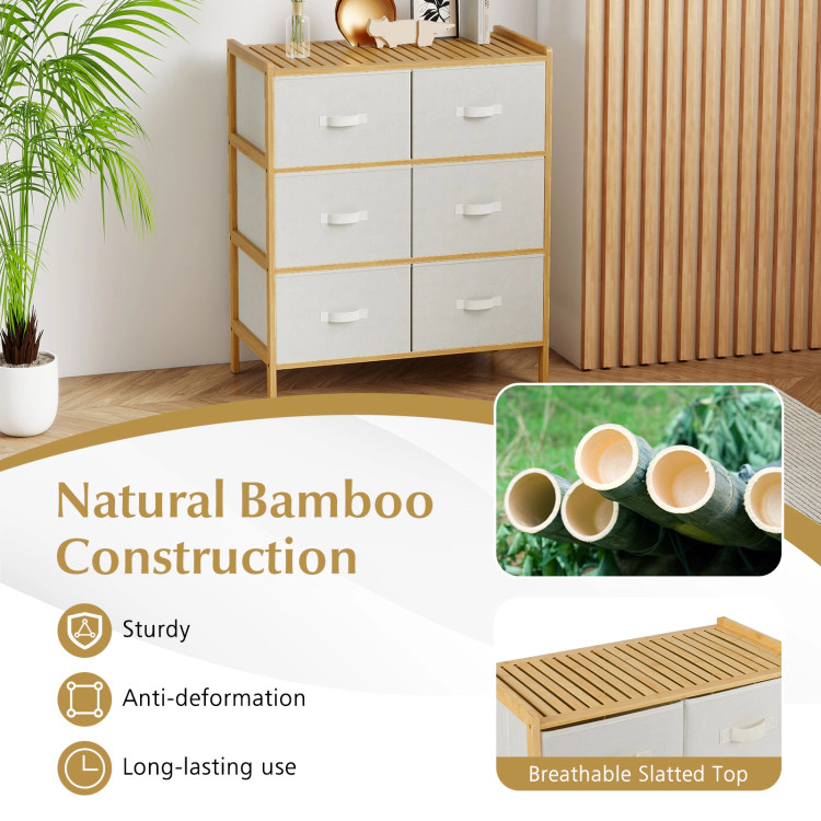 Hivvago Fabric Storage Chest with Six Folding Bins for Home Organization