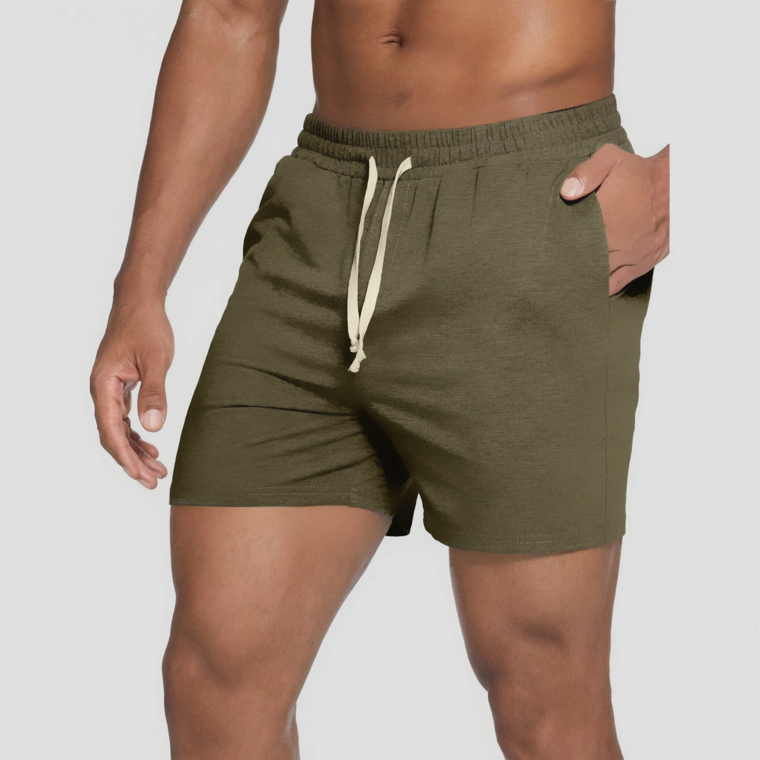 Pinspark Mens Soft Shorts Summer Drawstring Waist Casual Lounge Pockets