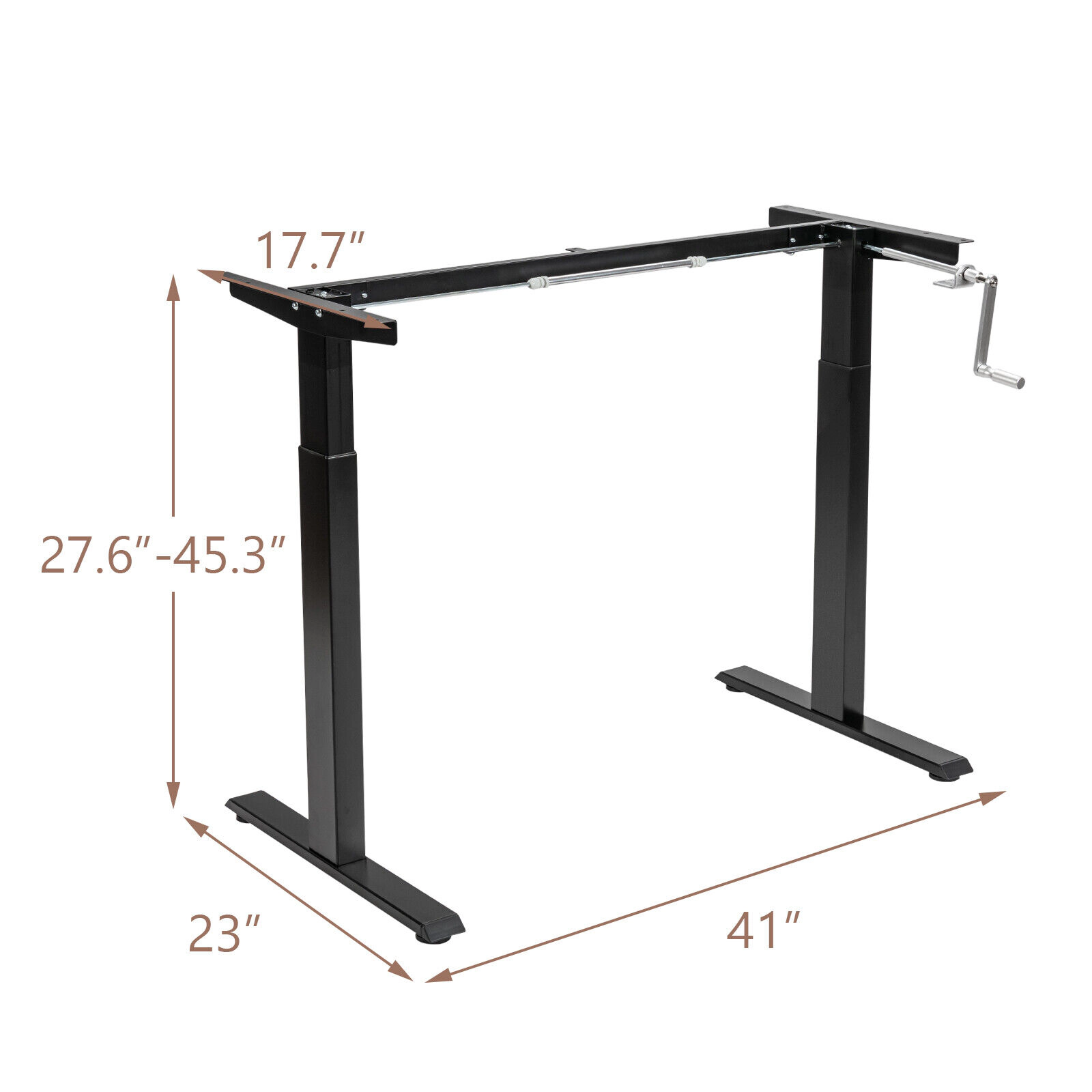 SUGIFT Hand Crank Sit to Stand Desk Frame Height Adjustable Standing Base 110-Lb Capacity 41-in x 23-in Steel Black
