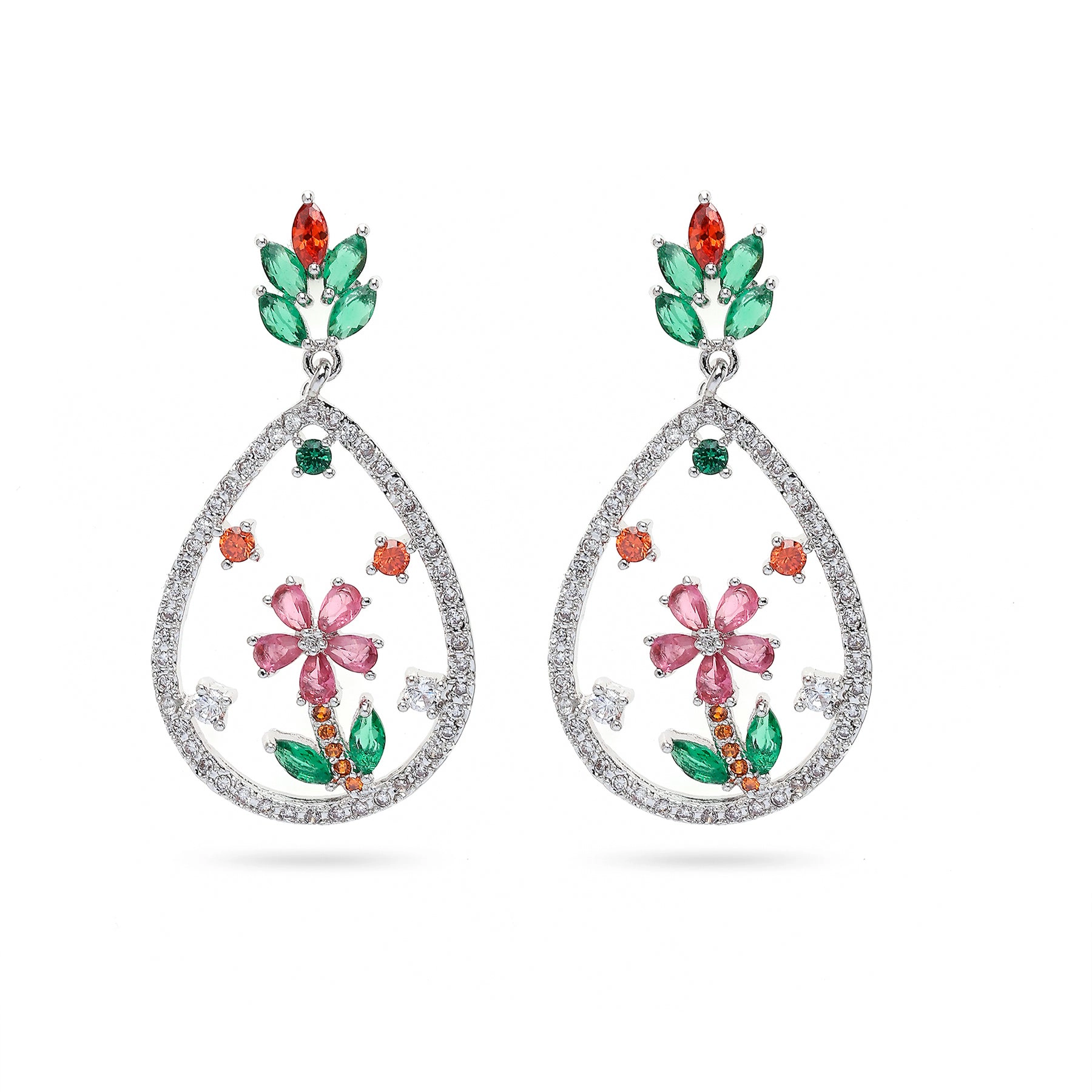 AGP PARIS Womens Floral Drop Earrings