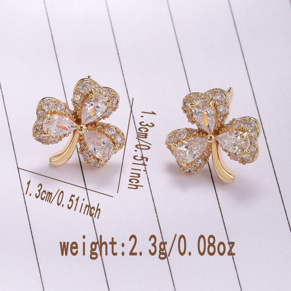 3-Leaf Clover Pear Cut Cubic Zirconia Stud Earring