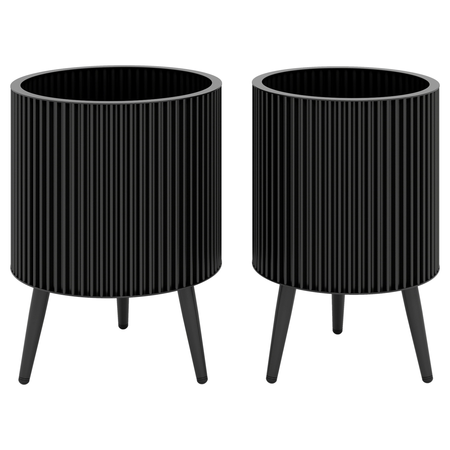LJG Decorative Flower Pots with Stand and Drainage Holes Set of 2