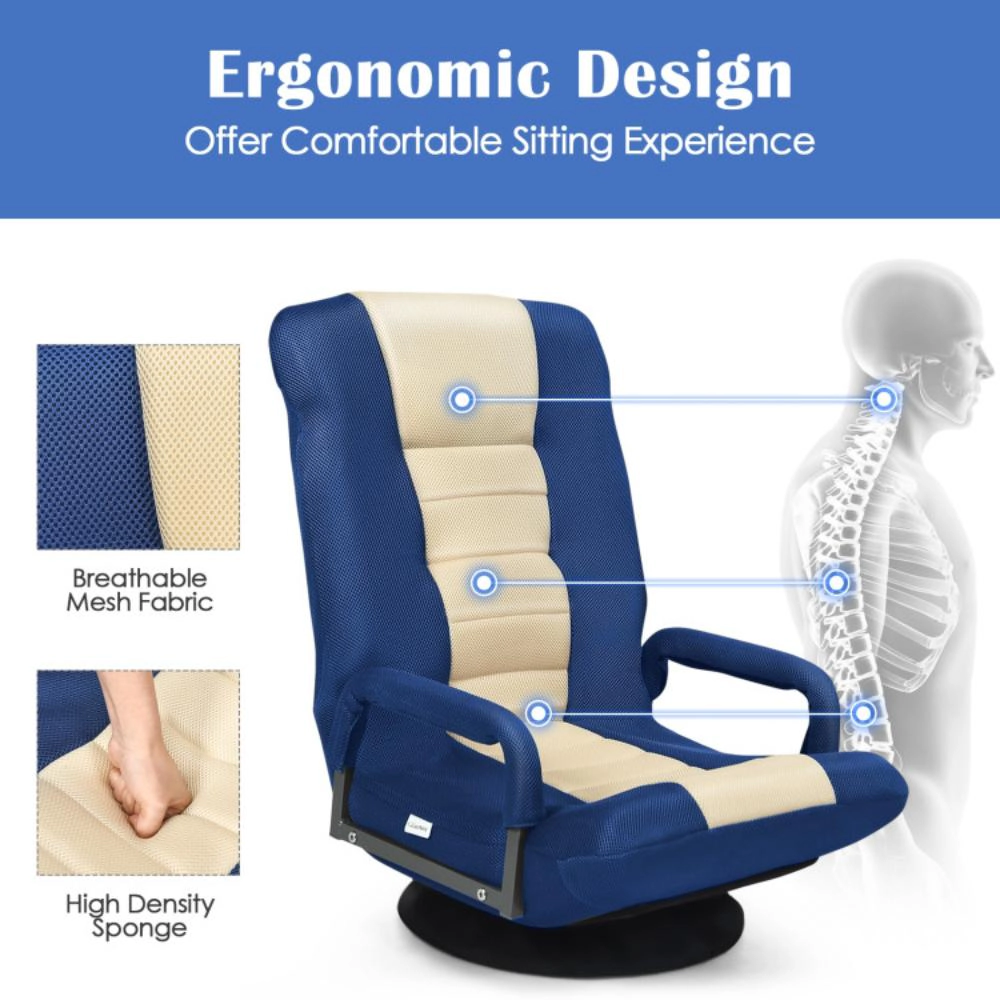 Hivvago 360-Degree Swivel Gaming Floor Chair With Foldable Adjustable Backrest