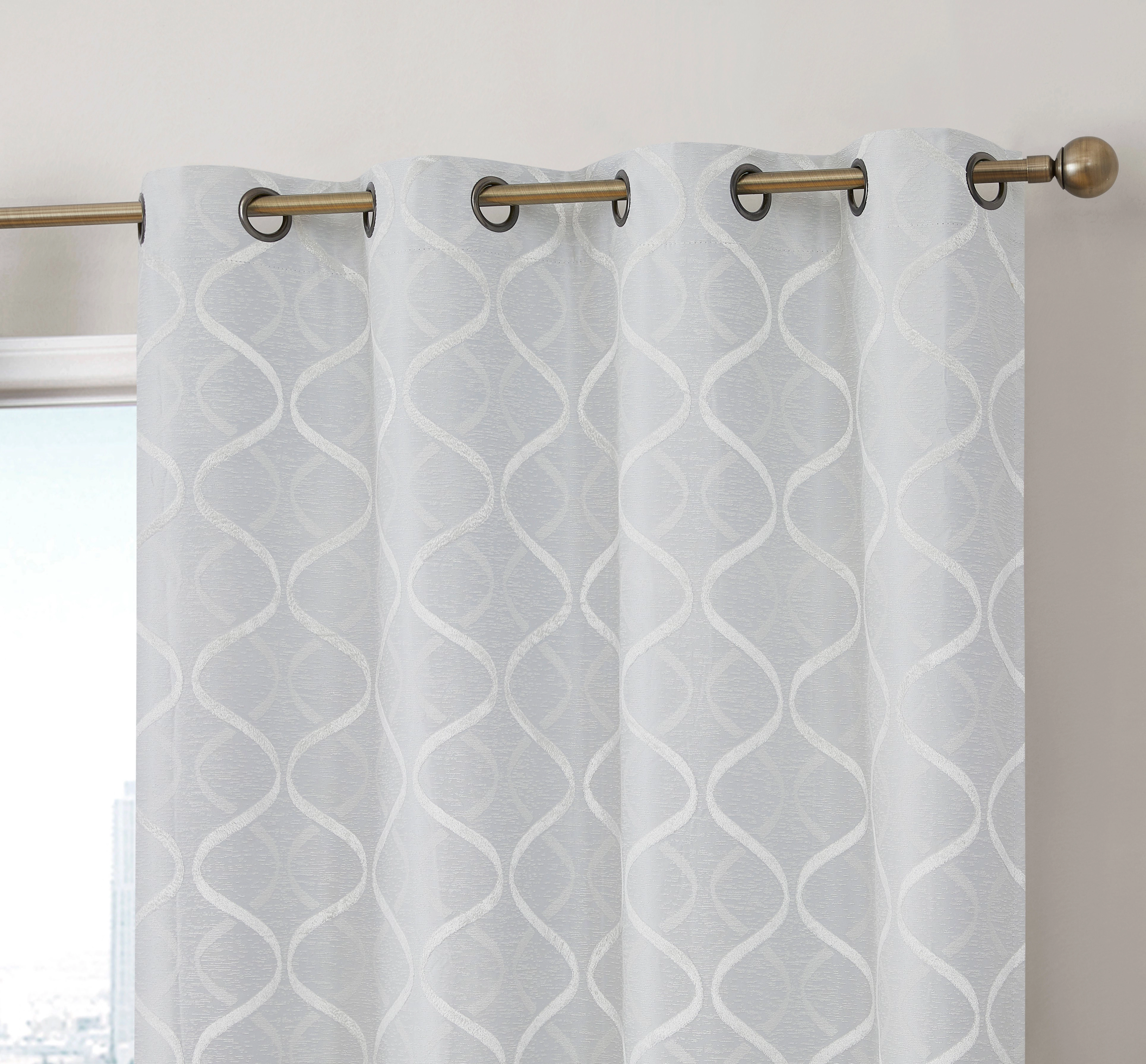 HLC.ME Versailles Lattice Flocked 100% Complete Blackout Thermal Insulated Window Curtain Grommet Panels - Set of 2