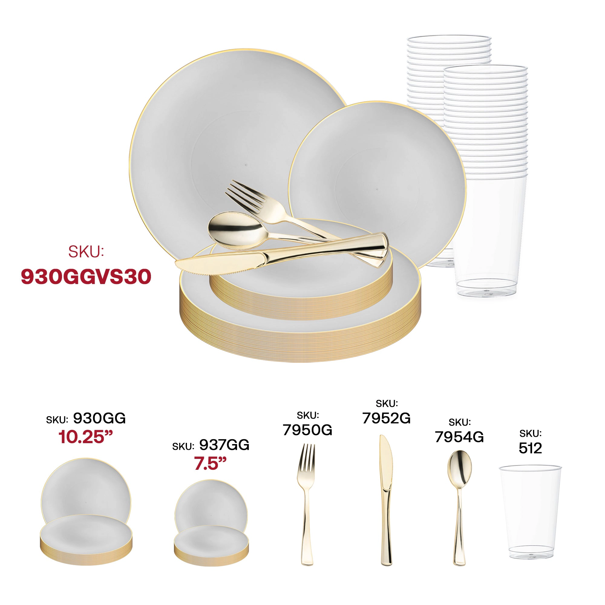 Smarty Had A Party with Gold Organic Round Disposable Plastic Wedding Value Set
