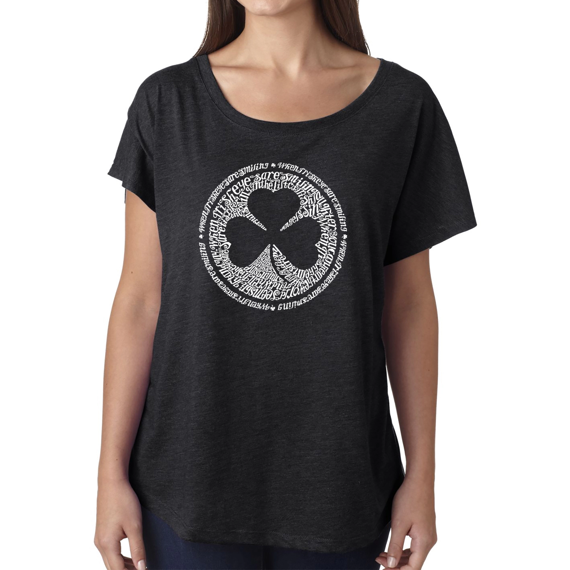 LA Pop Art Women's Dolman Word Shirt - Lyrics To When Irish Eyes Are Smiling