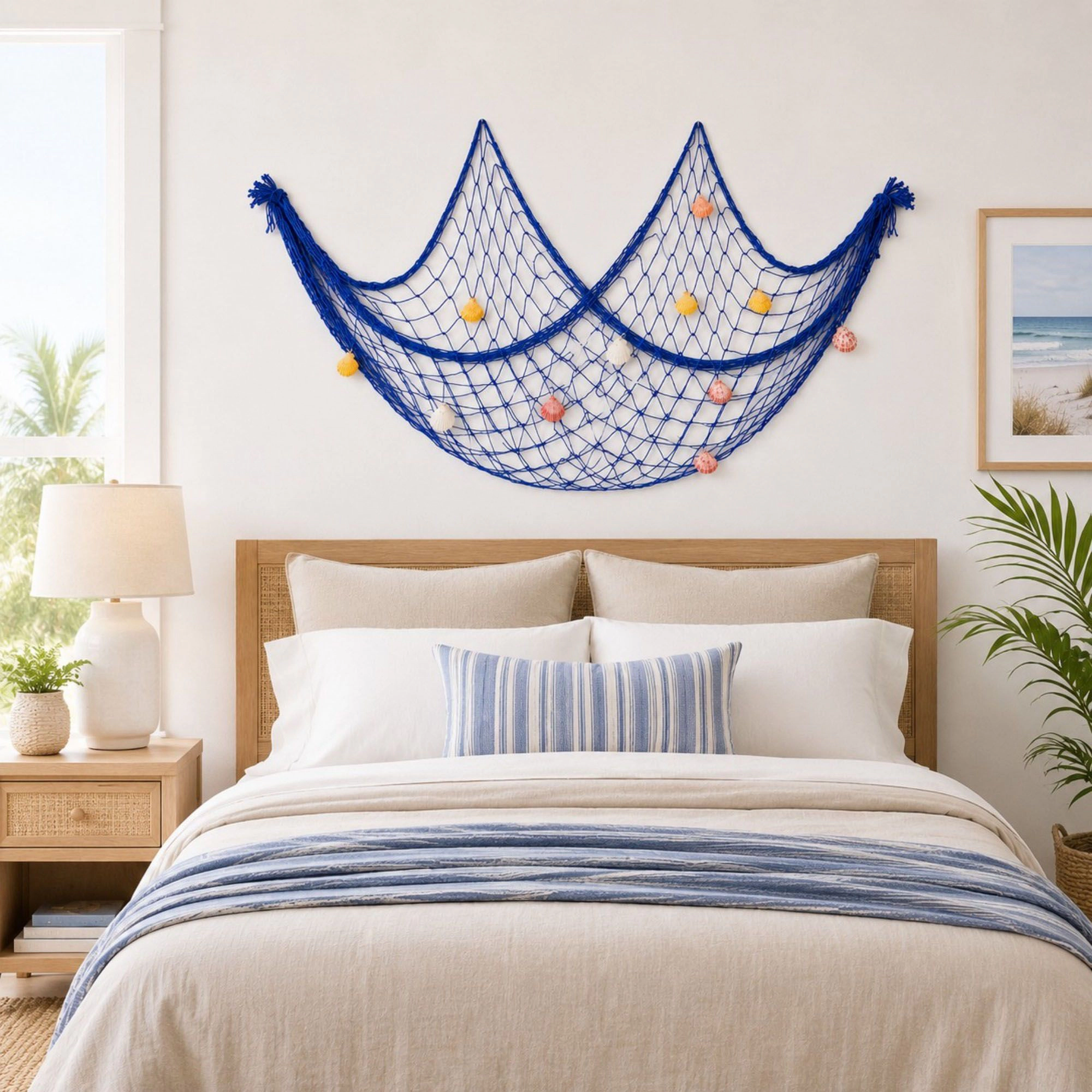 Alilang Unisex Decorative Fishing Net Wall Hanging Nautical Coastal Photo Display Decor