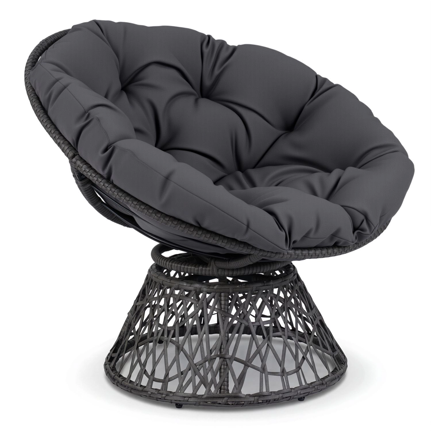 SlickBlue Unisex Round Swivel Papasan Chair With Cushion