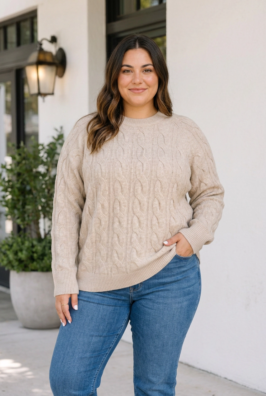 Threaded Pear Geraldine Tunic Length Sweater Long Sleeve PLUS Top