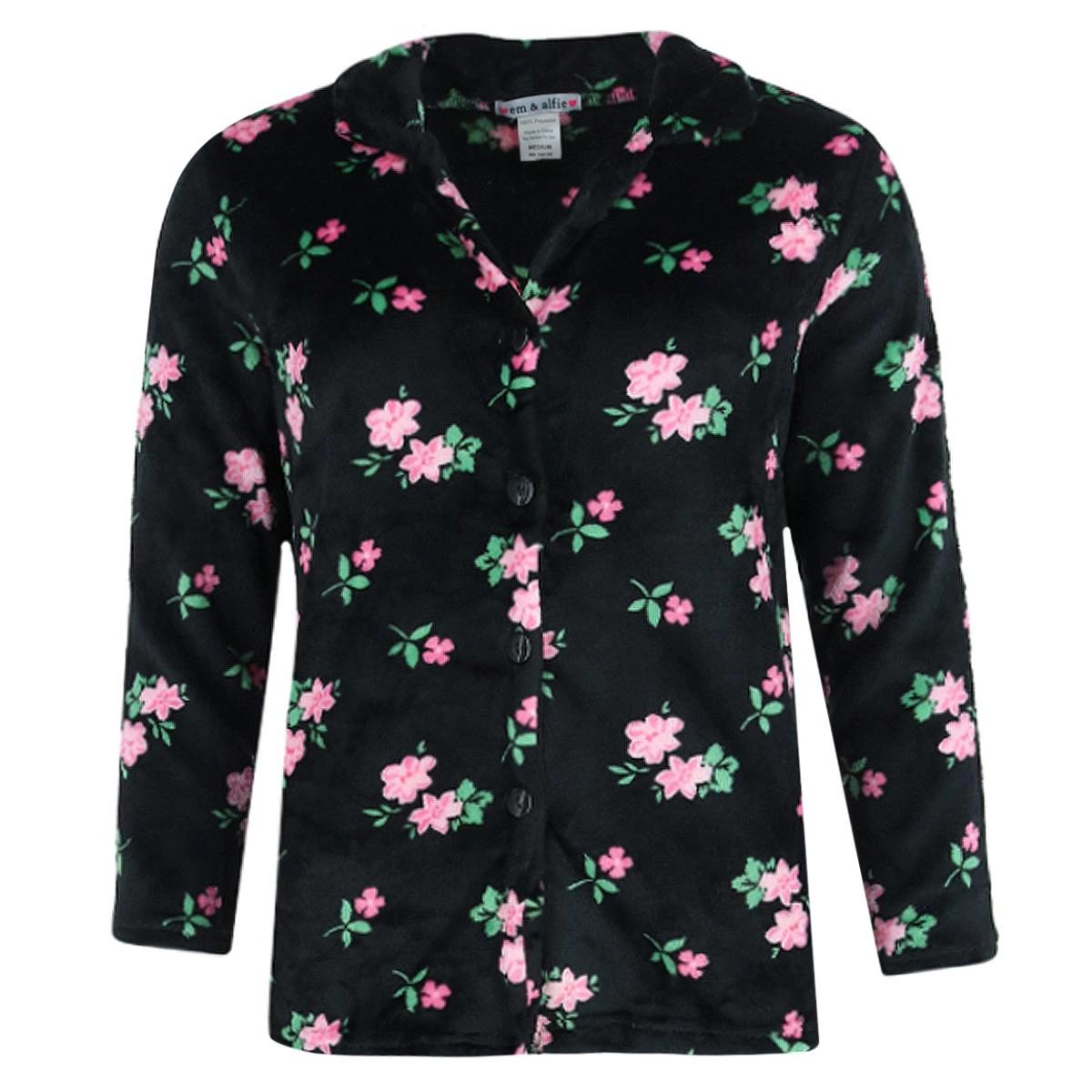 em & alfie Women's Floral Notch Long Sleeve 3 Piece Pajama Set
