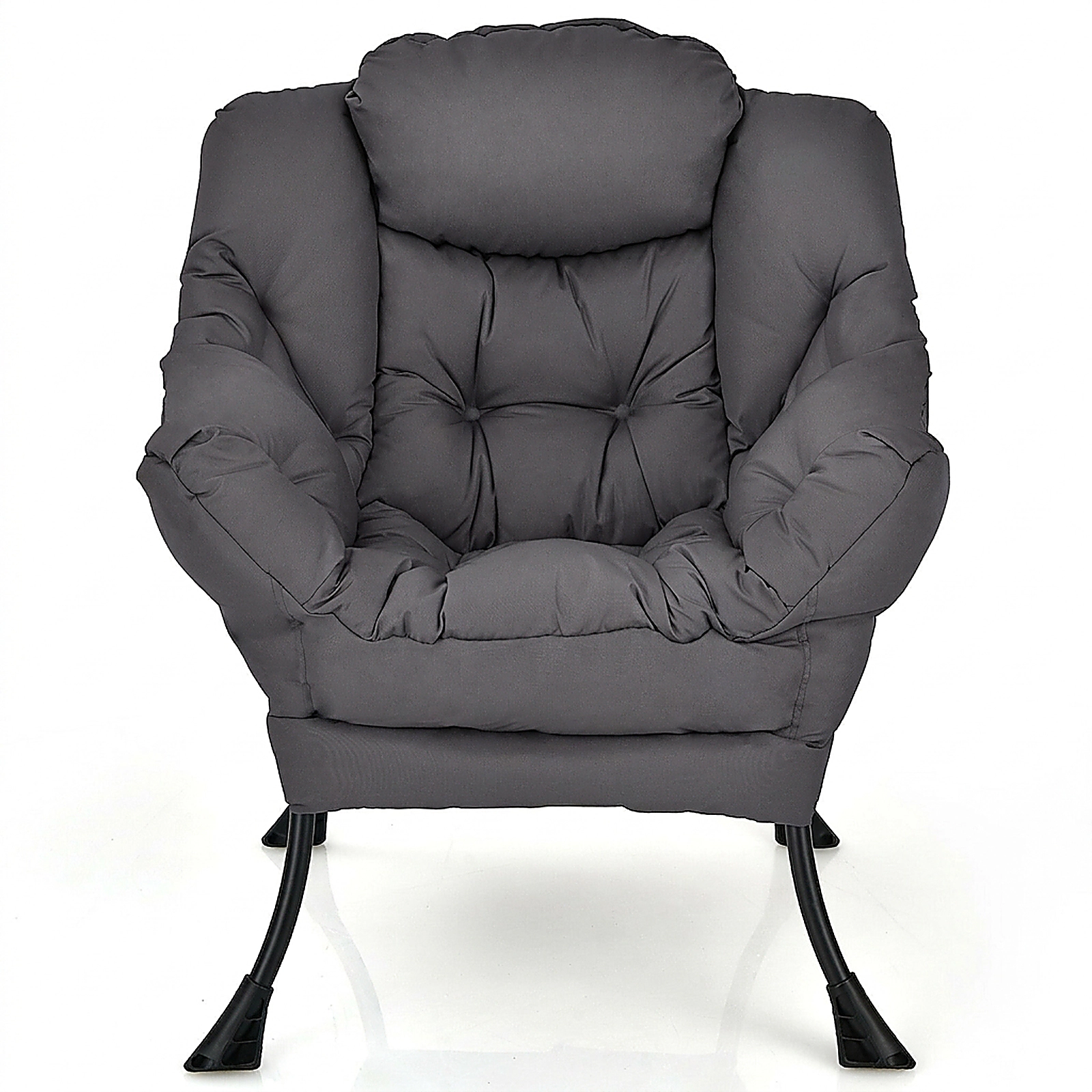 SUGIFT Modern Polyester Fabric Lazy Chair Single Sofa with Steel Frame 330-Lb Capacity Gray