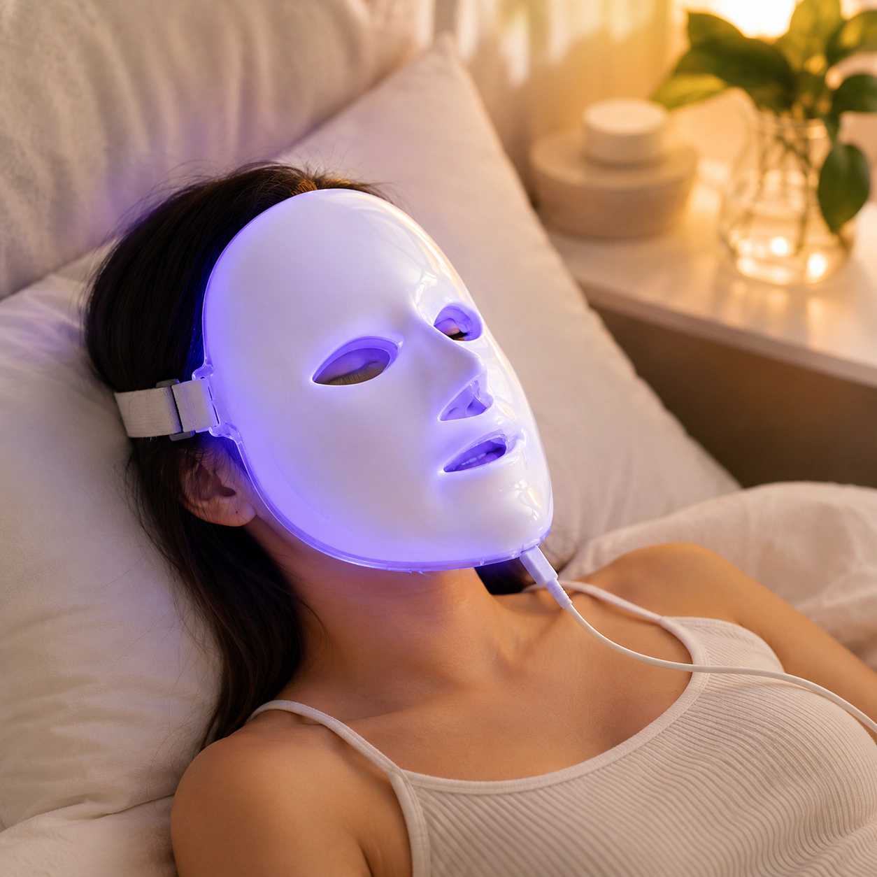 Pursonic Women's Advanced Skincare Treatment Bundle with 7-in-1 LED Light Therapy Face Mask & Vitamin C Serum