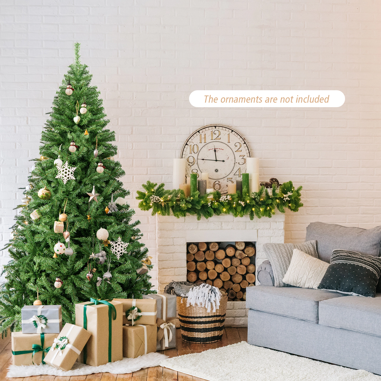 Costway 6FT/7.5FT/9FT PVC Christmas Tree Hinged Solid Metal Legs