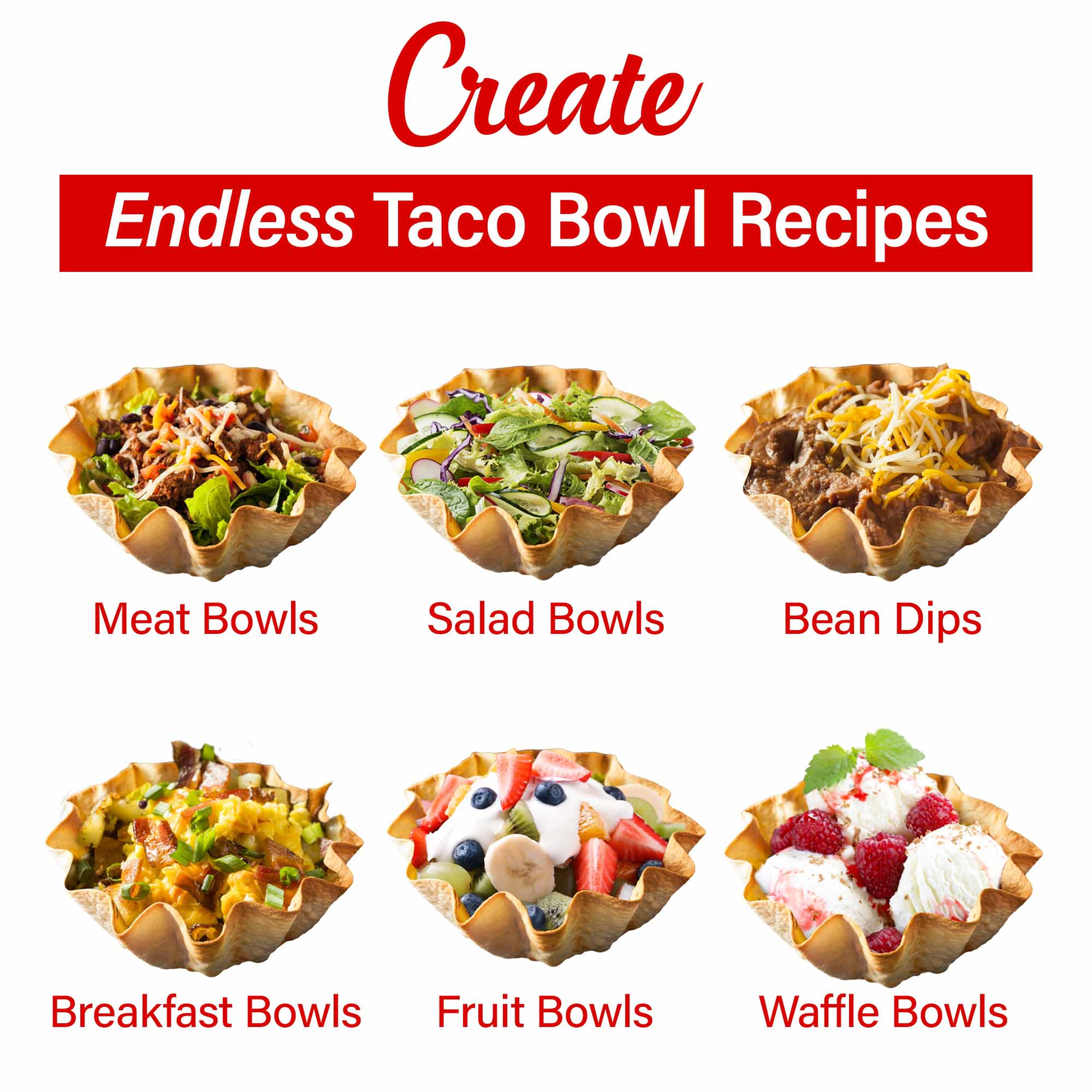 Brentwood 10 Inch Electric Tortilla Taco Bowl Maker Red